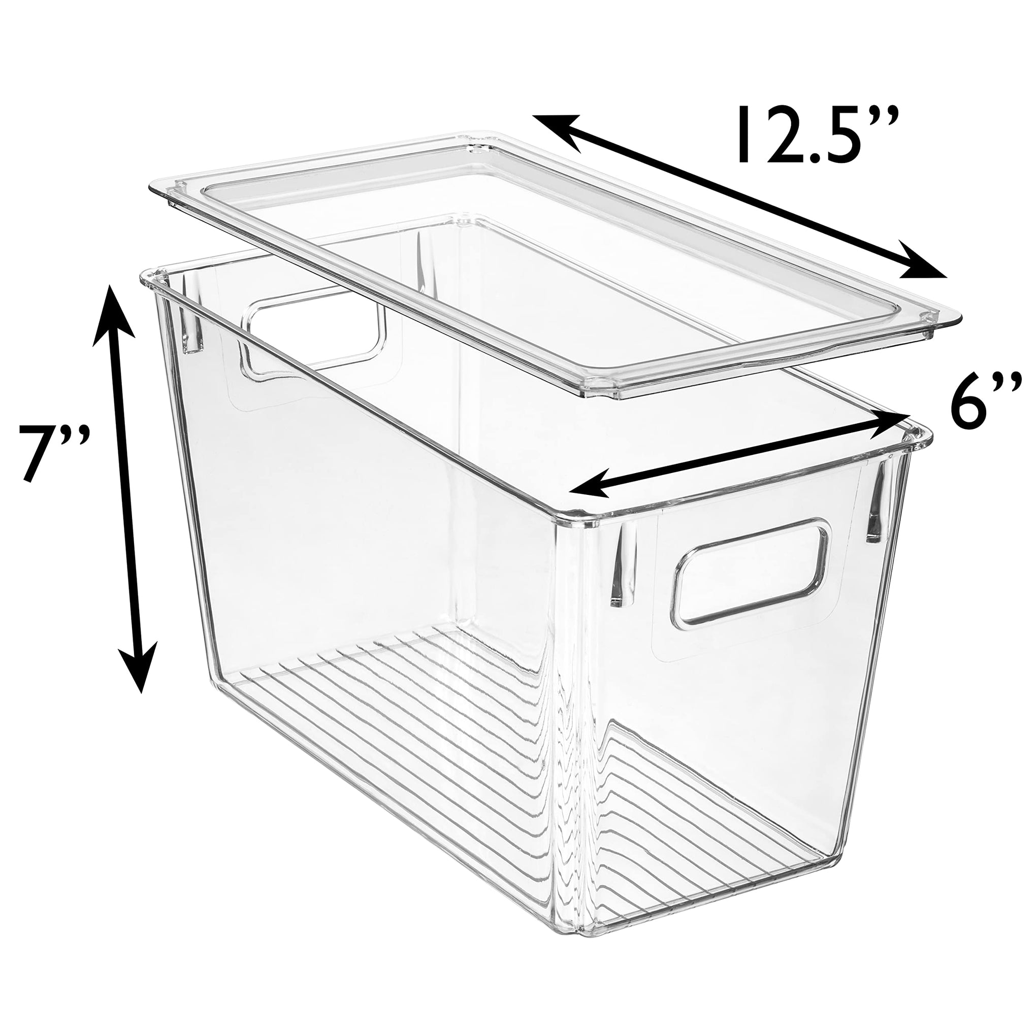 Plastic Storage Bins with Lids for Pantry & Fridge (4 Count)