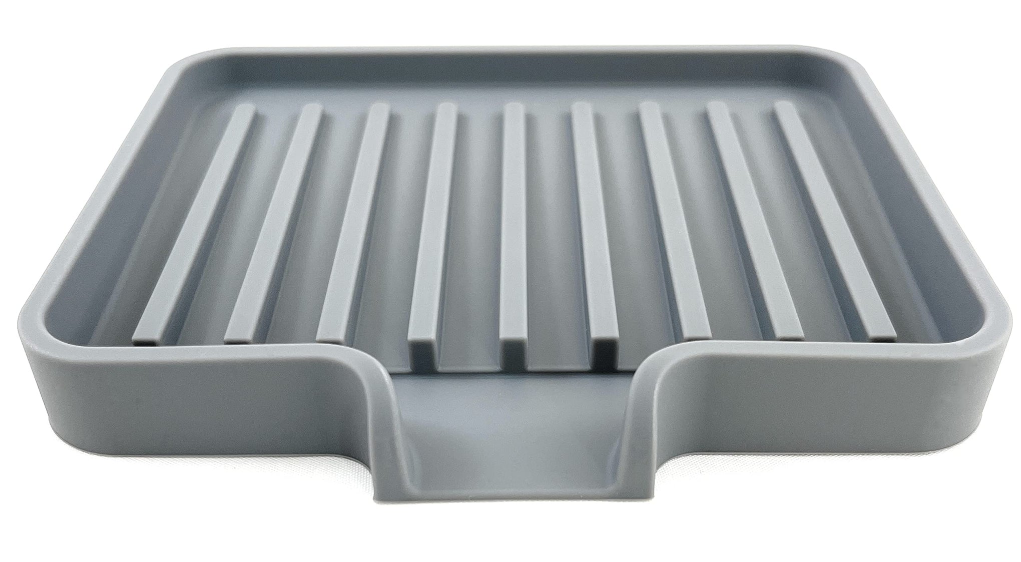 Silicone Soap Dish Tray and Sponge Holder with Drain Chute (2 Count)