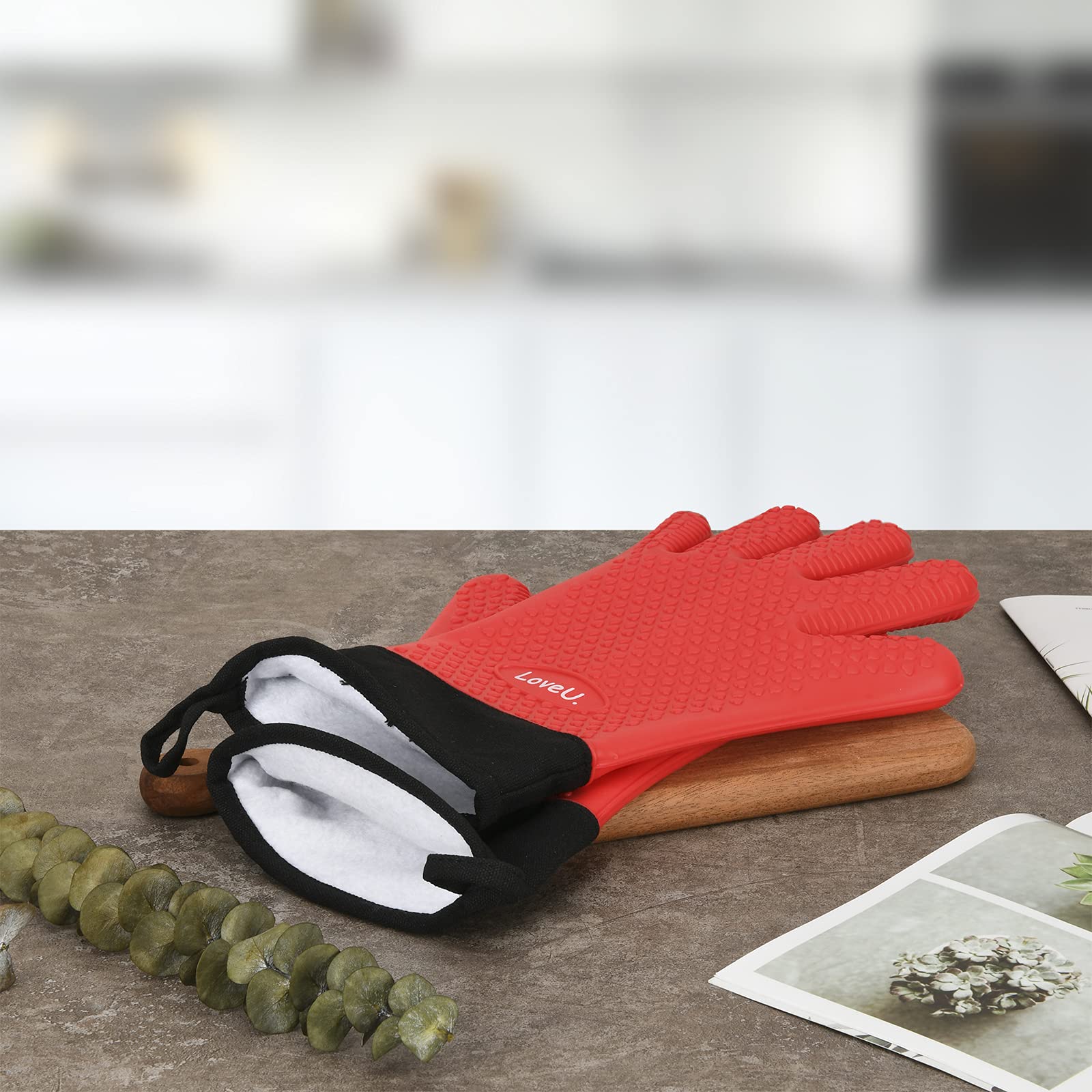 Silicone Oven Mitts Gloves (11 Ounce)