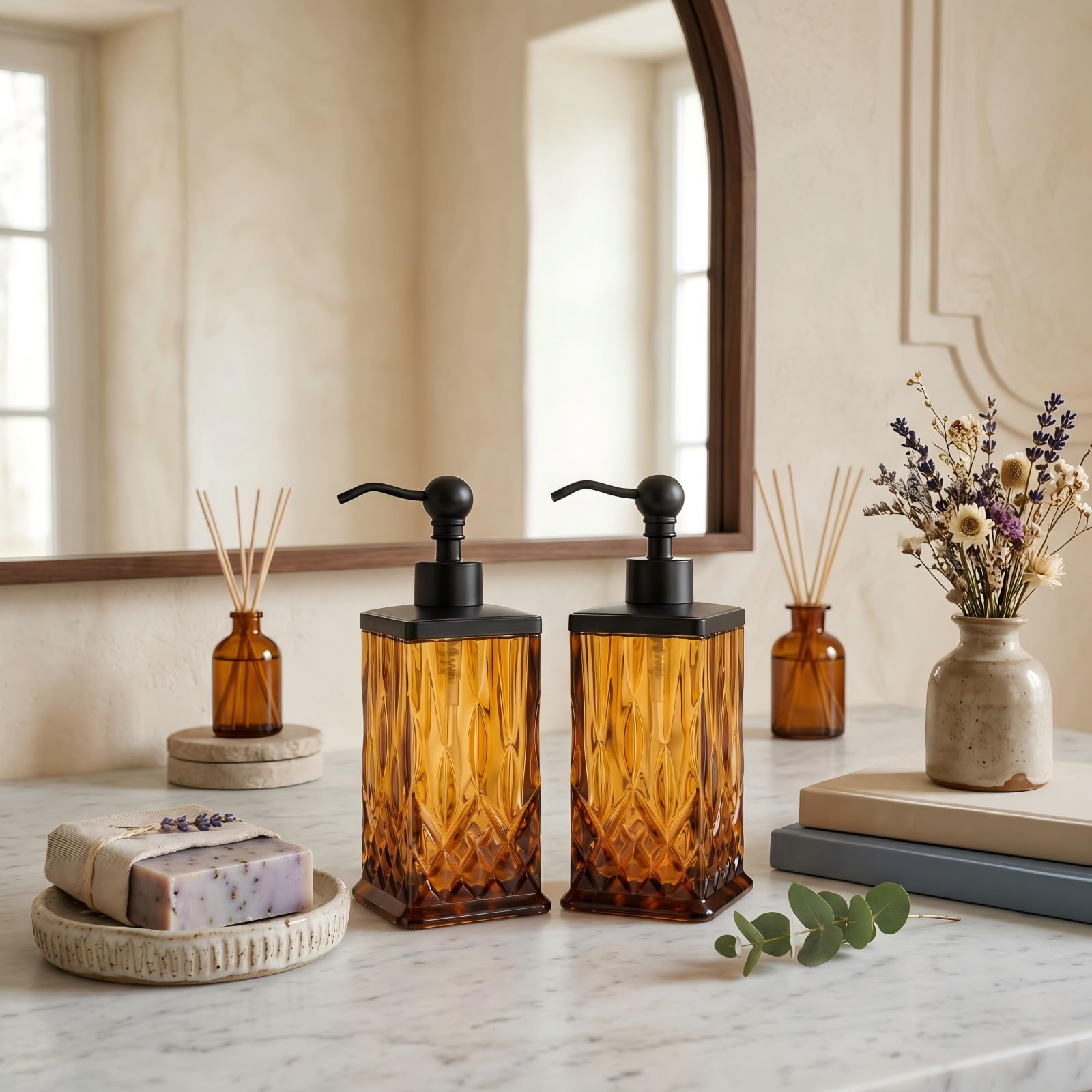 2 Pack 10Oz Amber Soap Dispenser (2 Count)