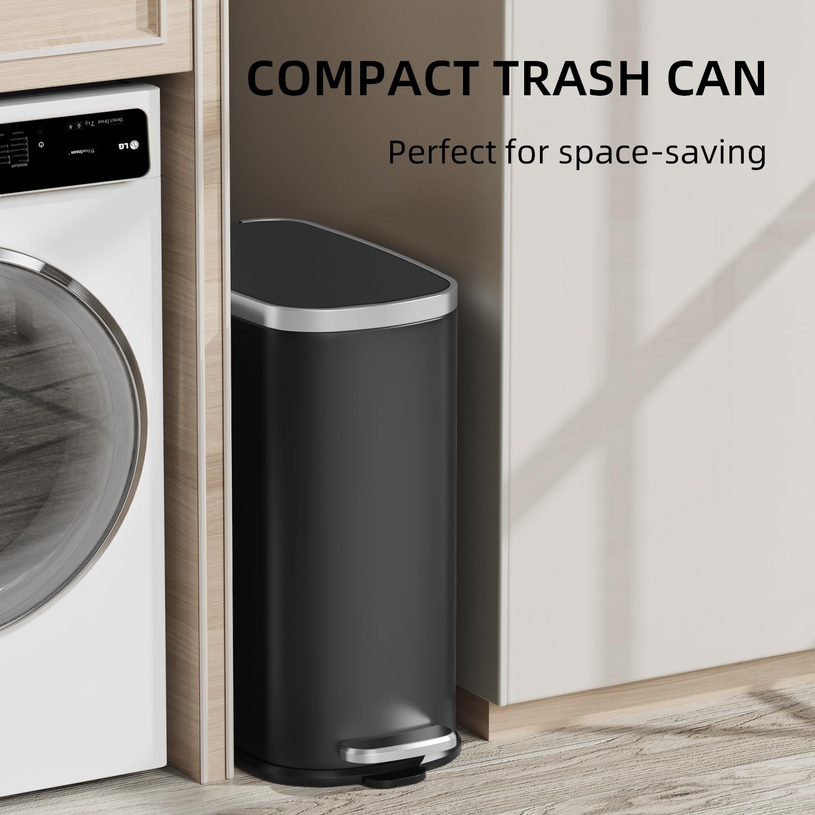 Slim Bathroom Trash Can with Lid Soft Close