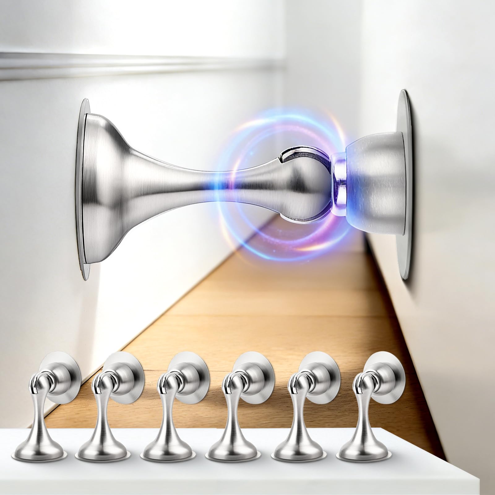 Brushed Nickel Magnetic Door Stoppers for Bottom of Door