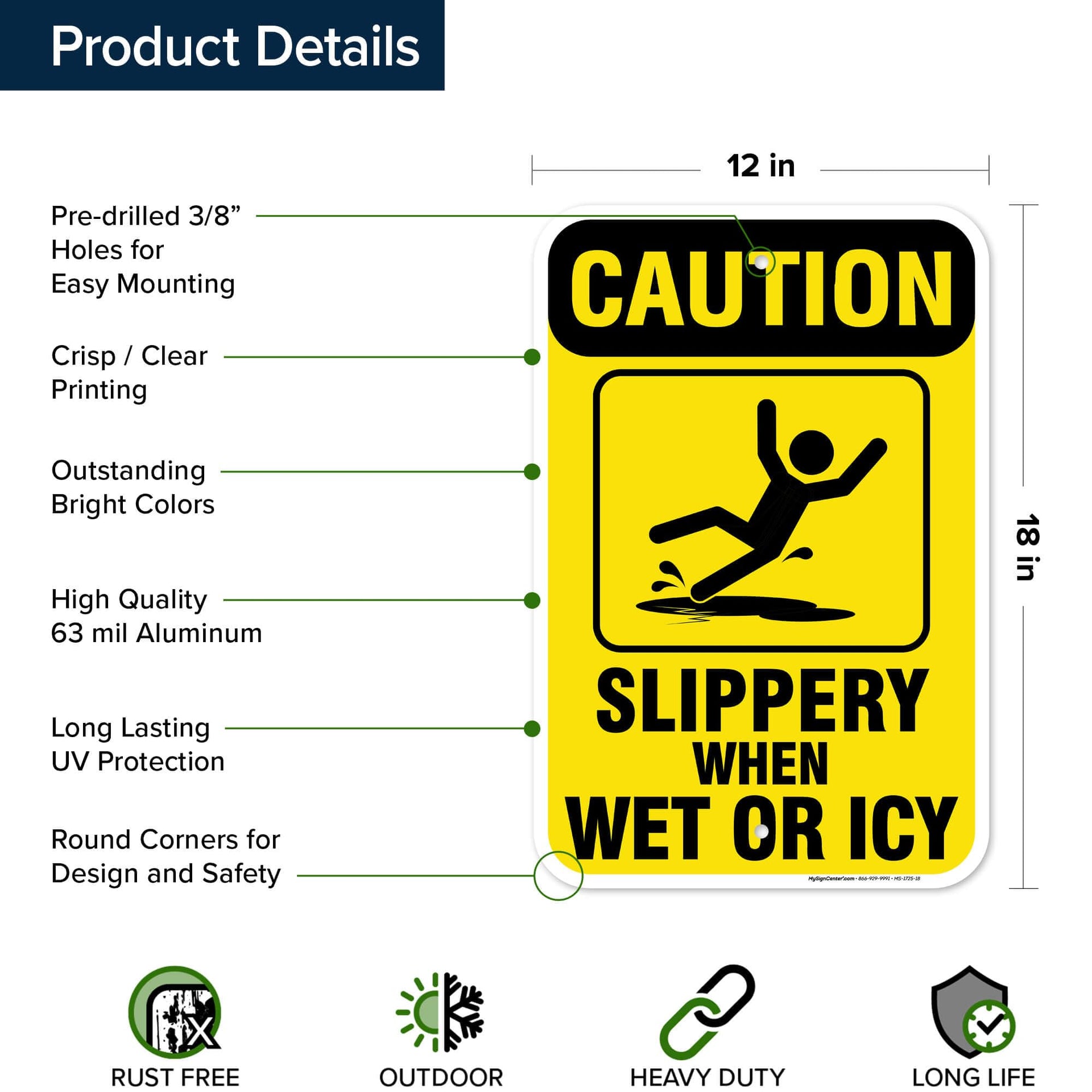Caution Slippery When Wet Sign or ICY Sign