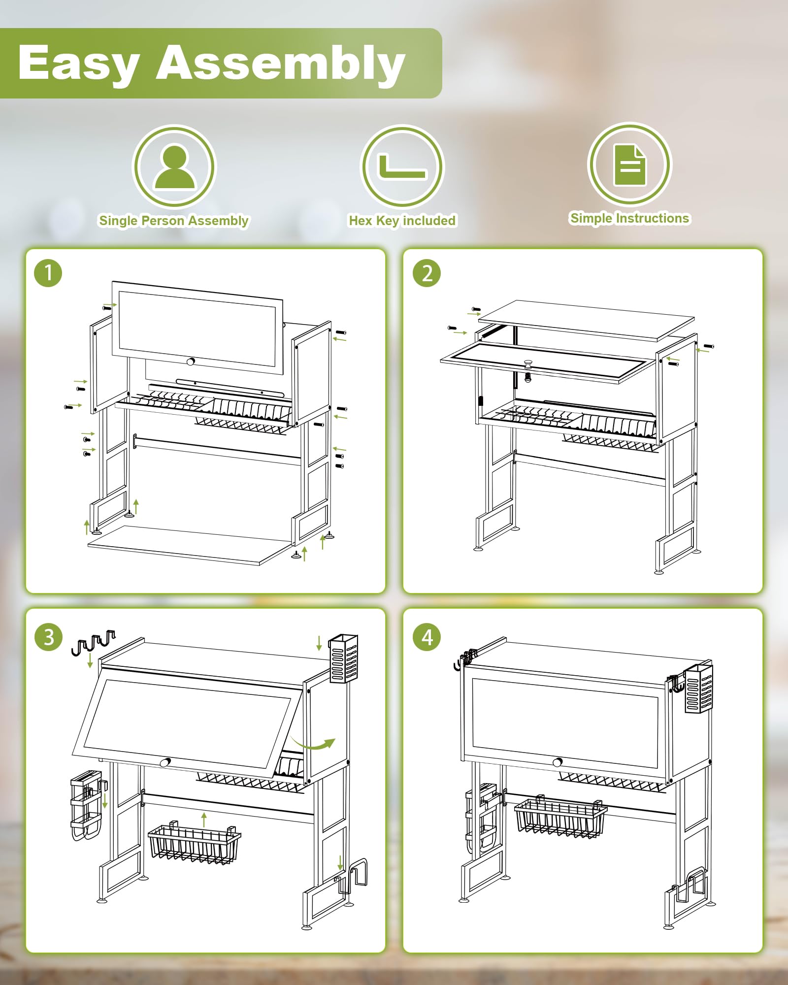 Over the Sink Dish Drying Rack with Cover 2