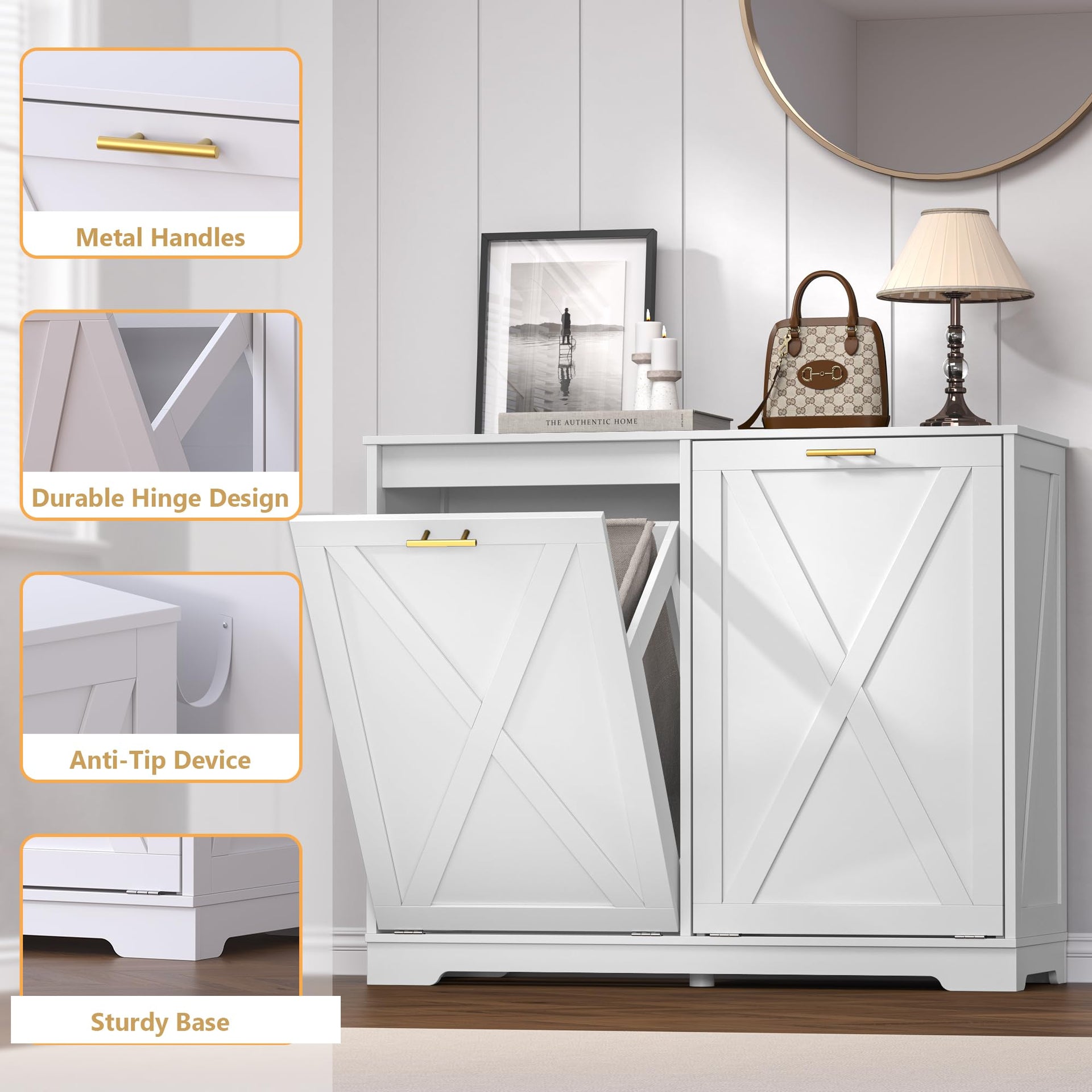 Tilt Out Trash Can Cabinet for 2 Bins