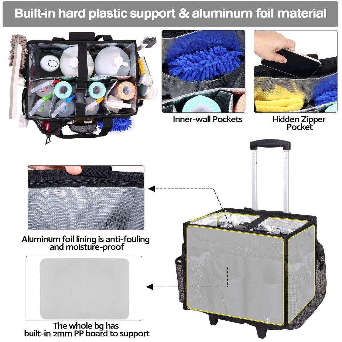 Rolling Cleaning Caddy Bag Built