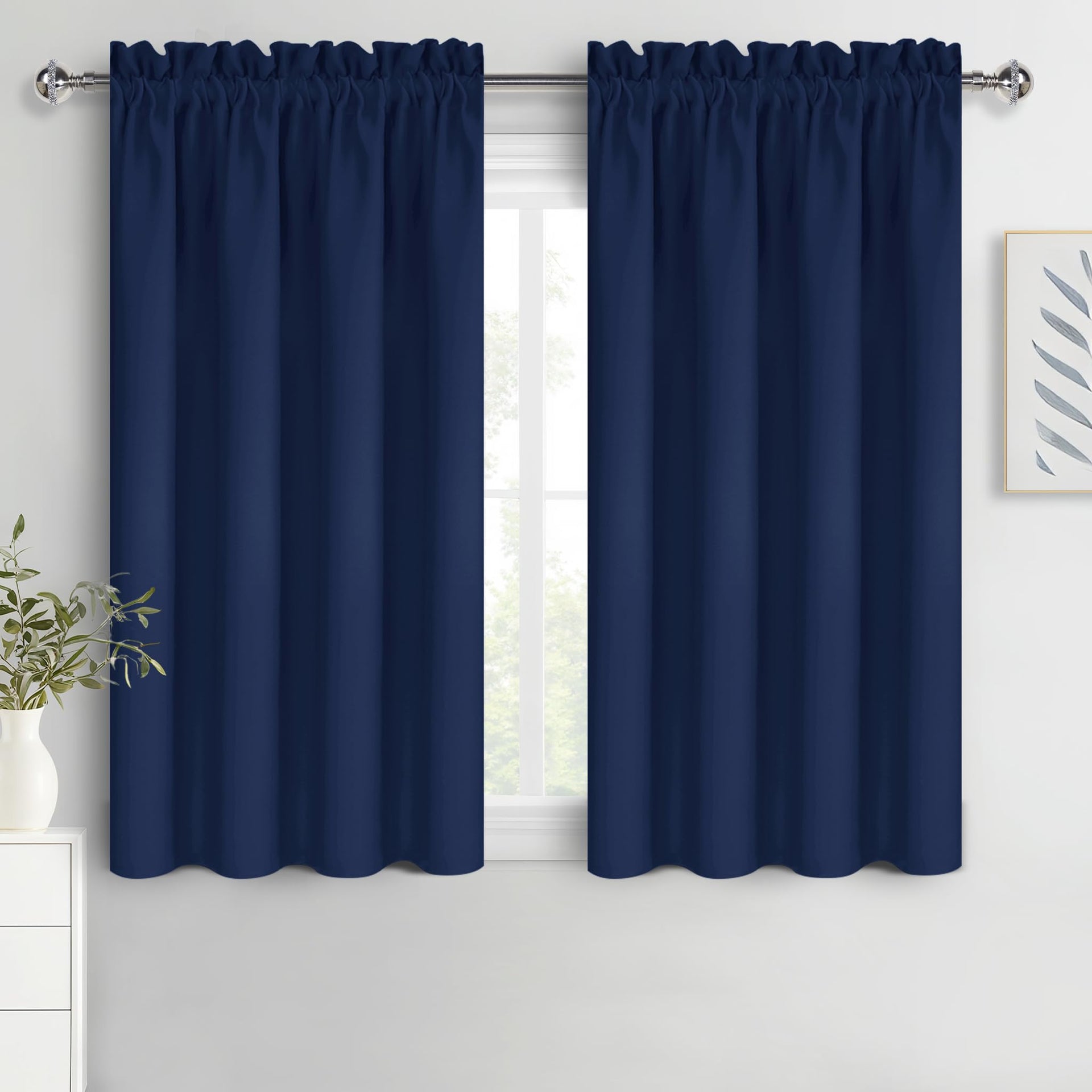 Blackout Curtains for Bedroom 42 x 54 Inch Long Navy Blue 2 Panels (2 Count)