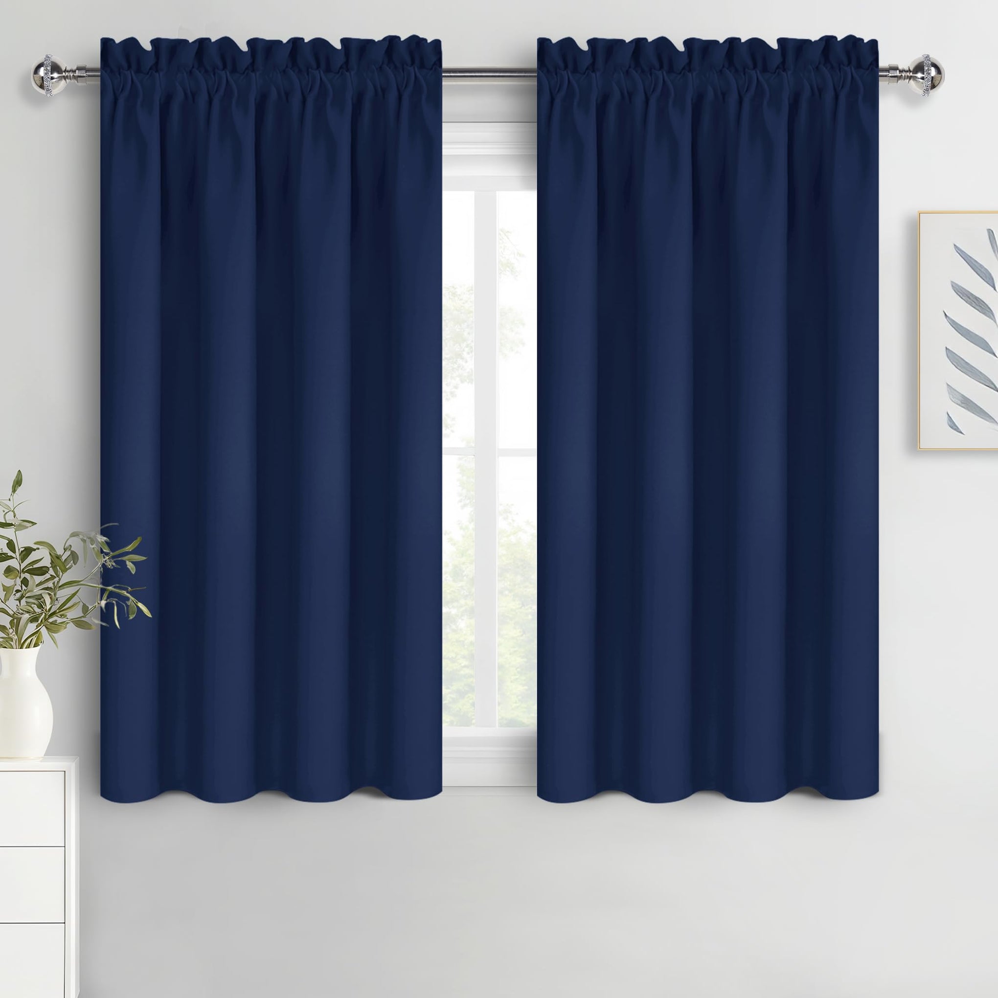 Blackout Curtains for Bedroom 42 x 54 Inch Long Navy Blue 2 Panels (2 Count)
