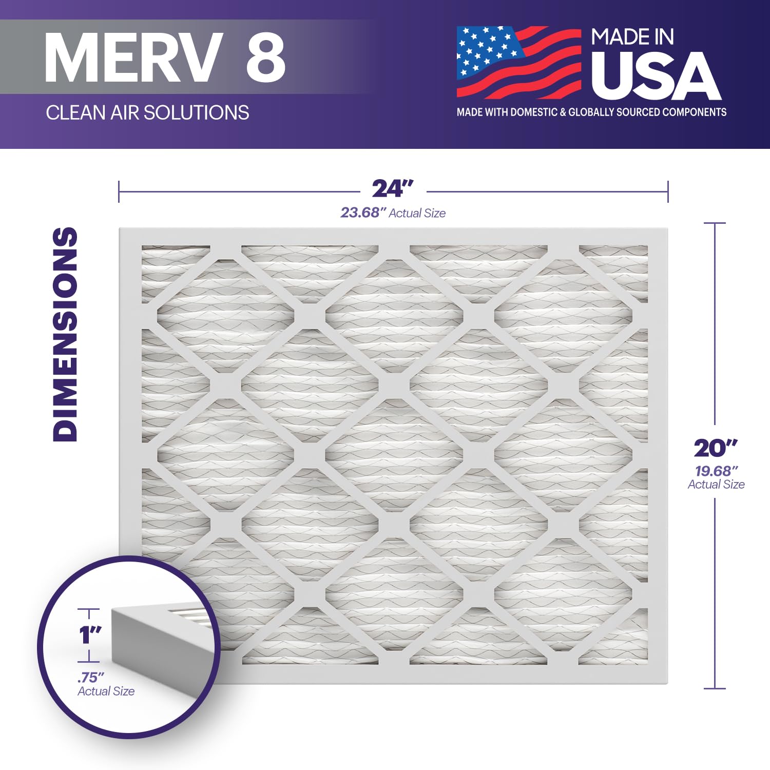 TruFilter 20x24x1 Air Filter MERV 8 (12 Count)