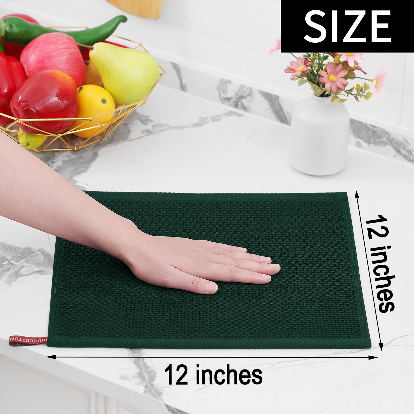 100% Cotton Waffle Weave Kitchen Dish Cloths 8 (8 Count)