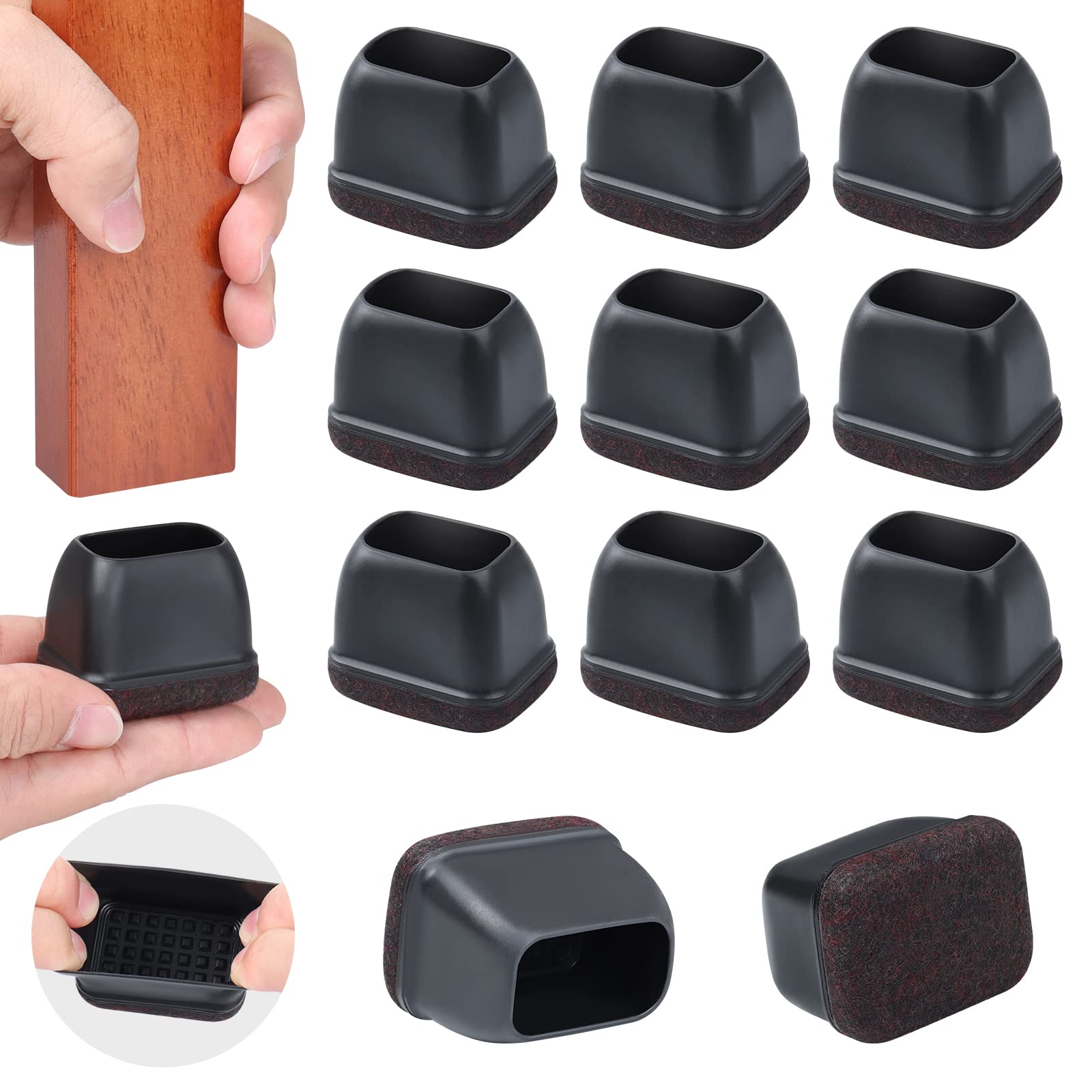 16 Pcs Rectangle Silicone Chair Leg Floor Protectors (16 Count)