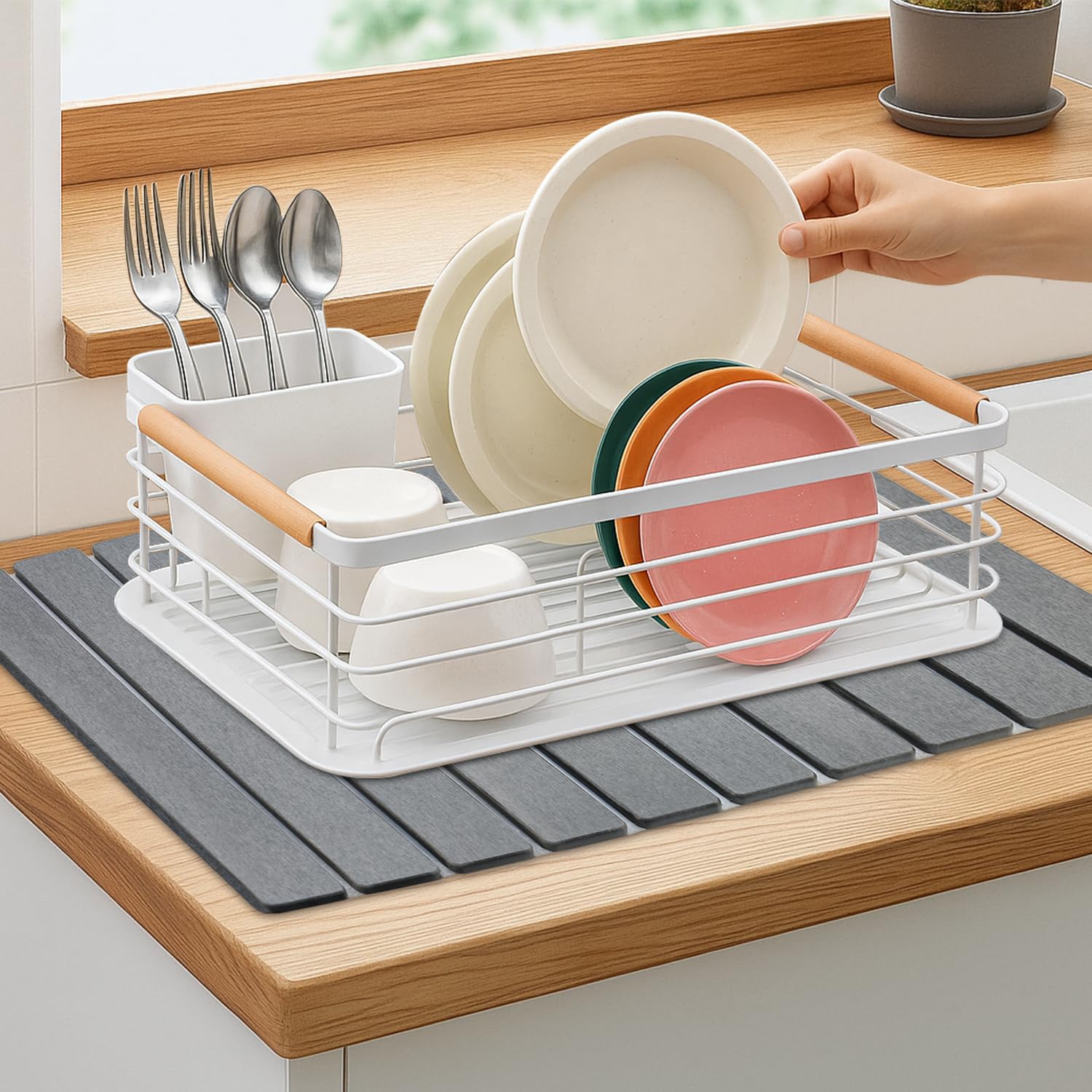 3Pcs Water Absorbing Stone Drying Mats for Kitchen Counter Diatomite Dish