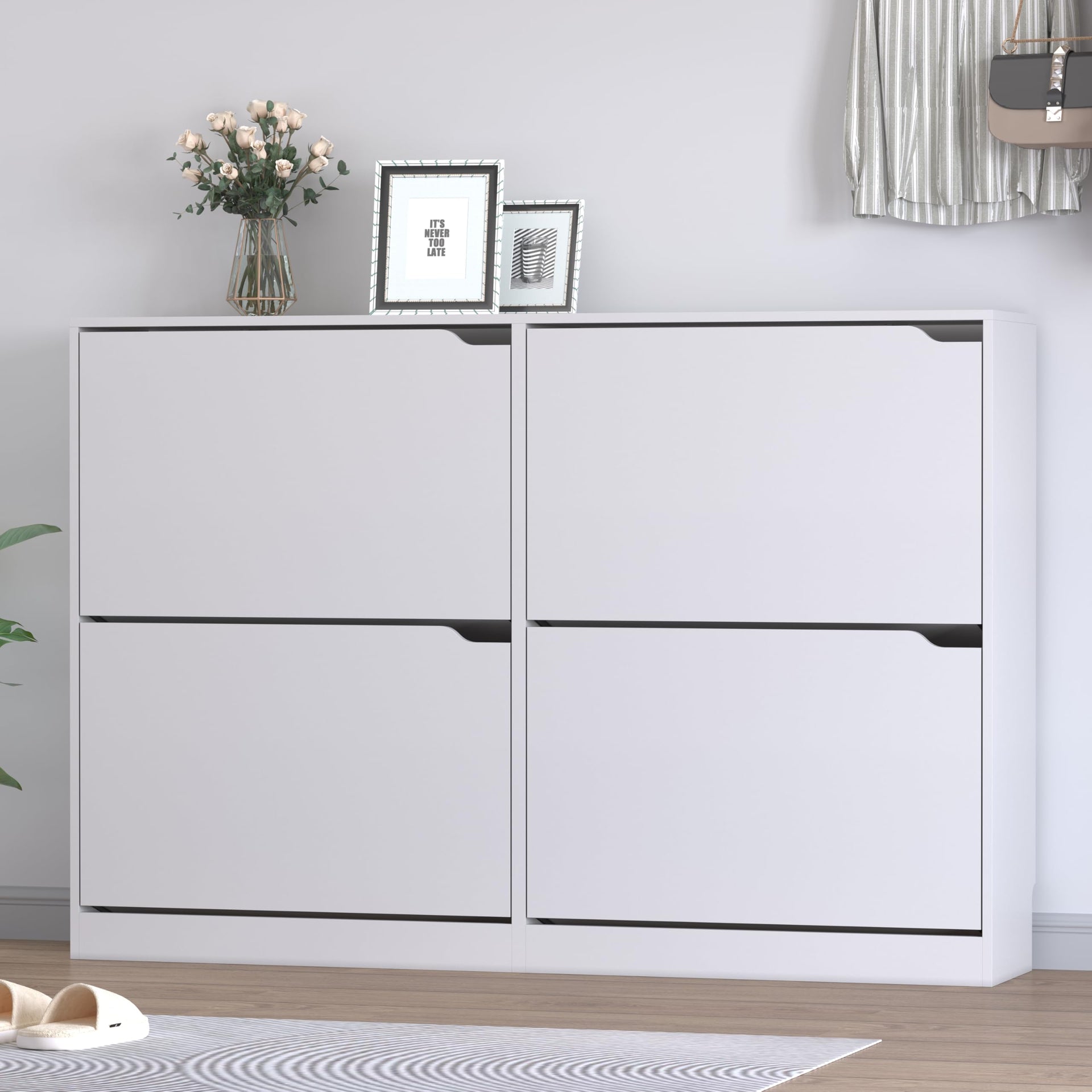 Shoe Cabinet with 4 Flip Drawers