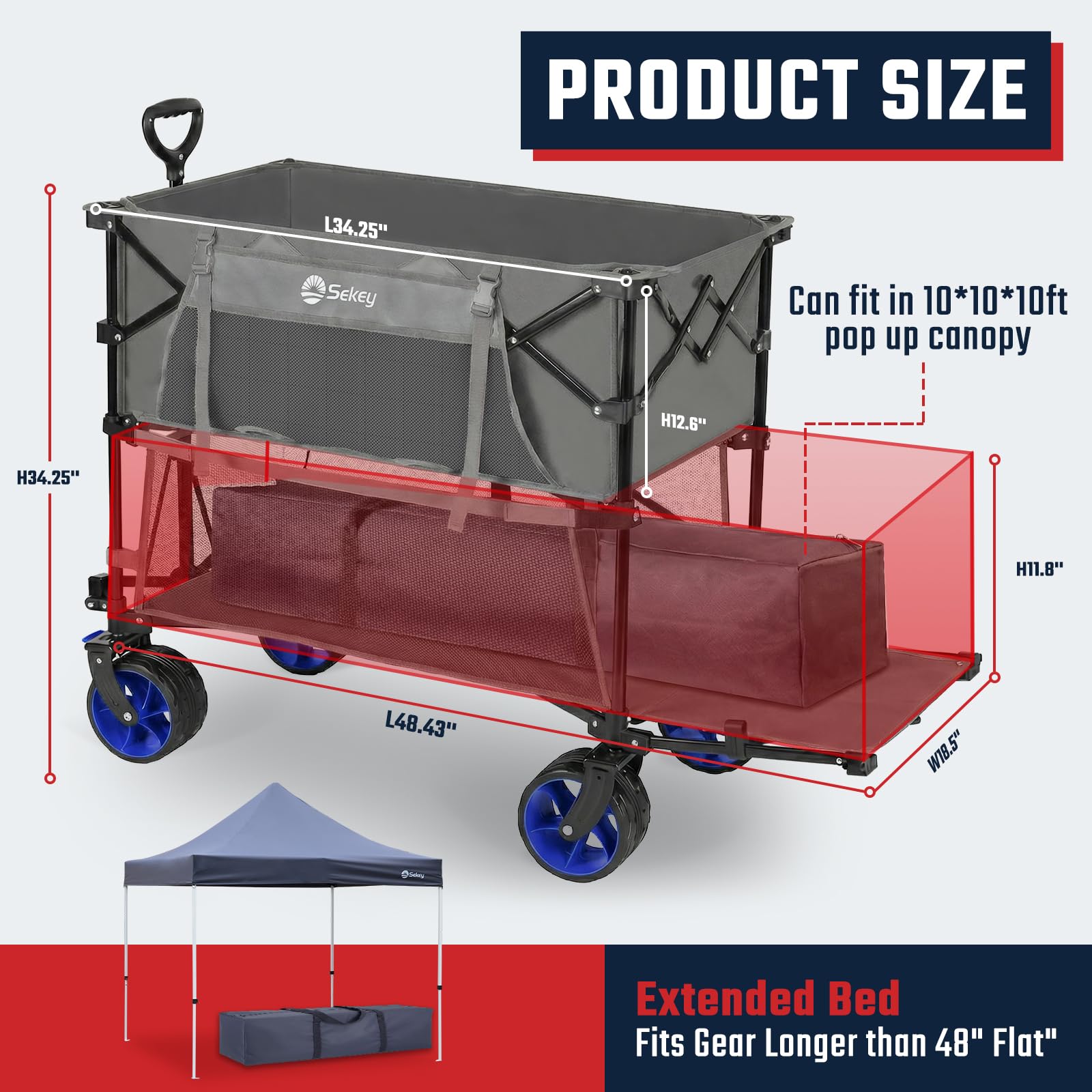 500LBS Heavy Duty Double Decker Wagon with Extender