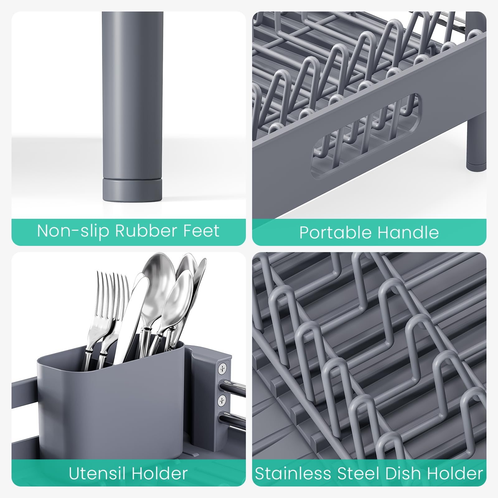 Expandable Dish Drying Rack with Cutlery Holder