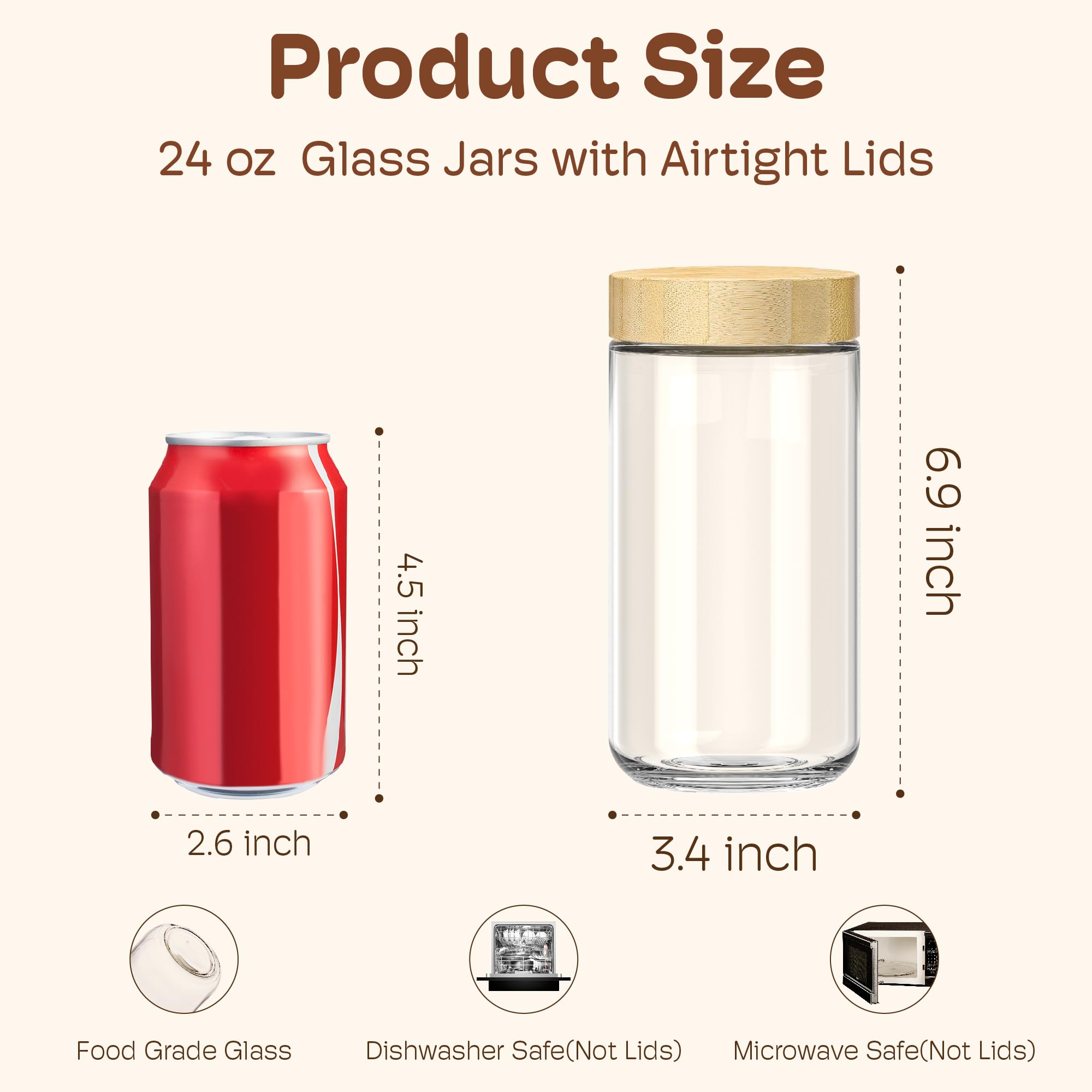24 oz Glass Overnight Oats Containers (2 Count)