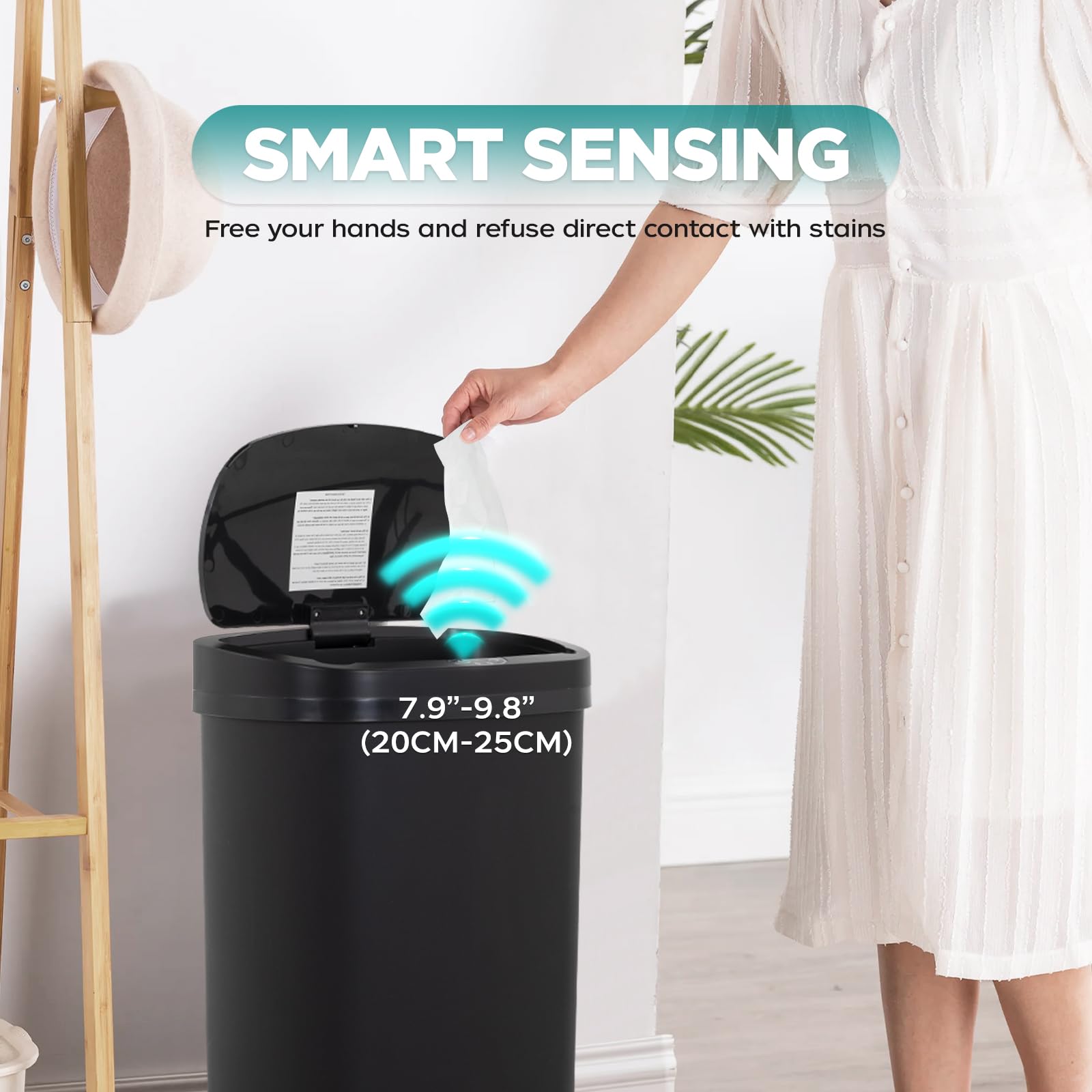Automatic Motion Sensor Bathroom Trash Can with Lid