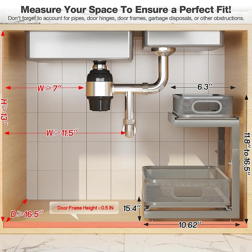 2 Pack Under Sink Storage Organizer with 2 (2 Count)