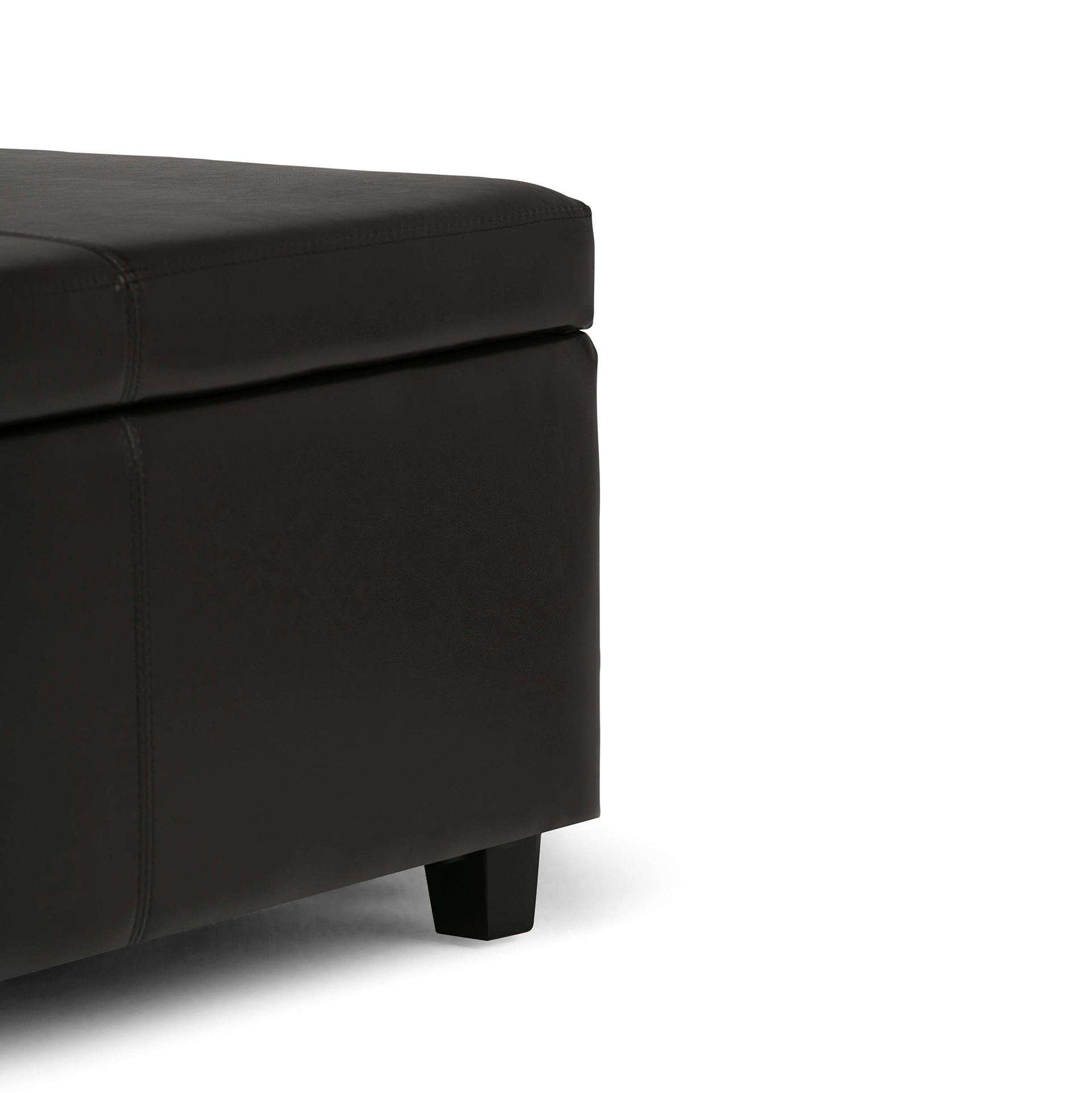 Avalon 48" Wide Vegan Leather Storage Ottoman in Tanners Brown