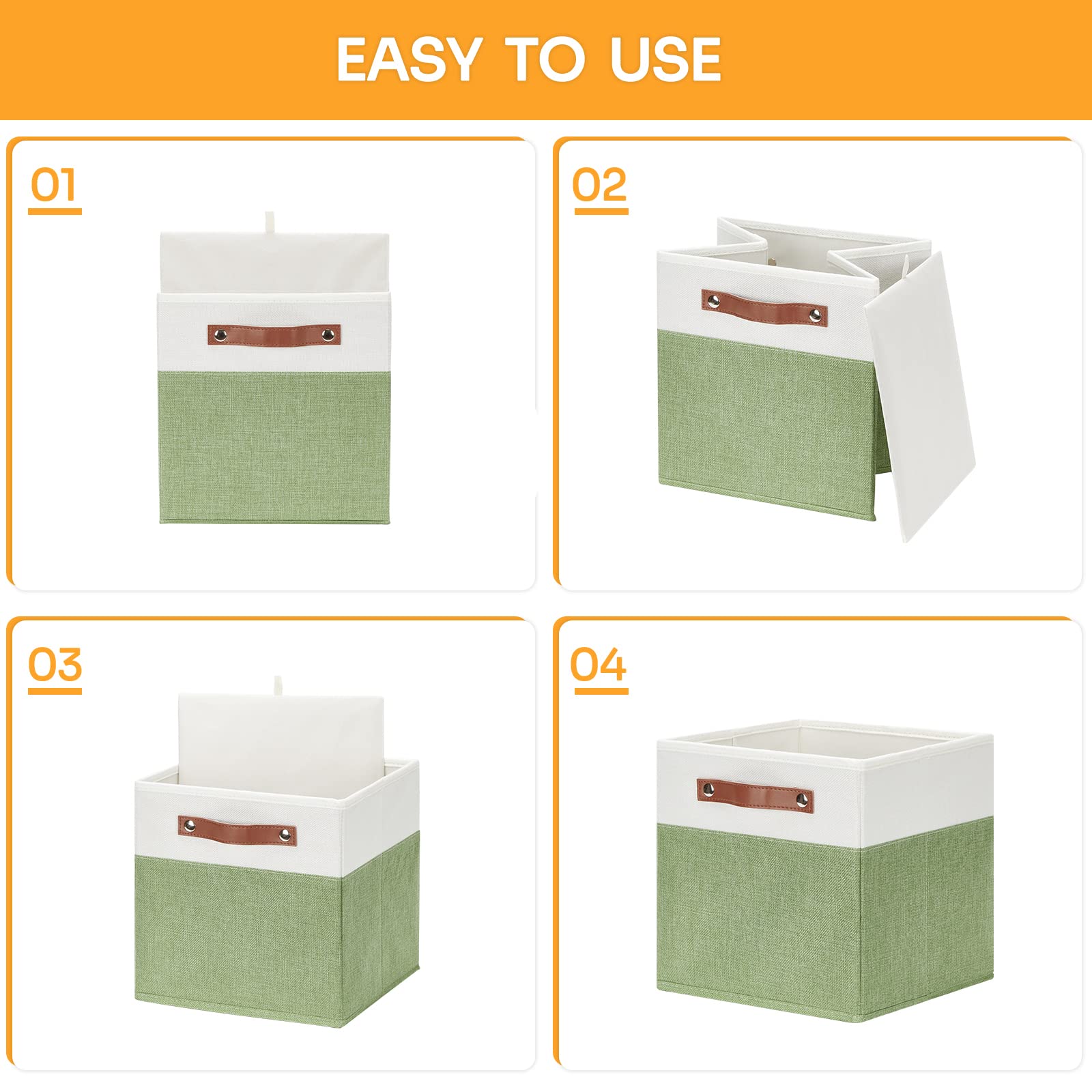 11x11 Cube Fabric Organizer Storage Bins for Shelf (4 Count)