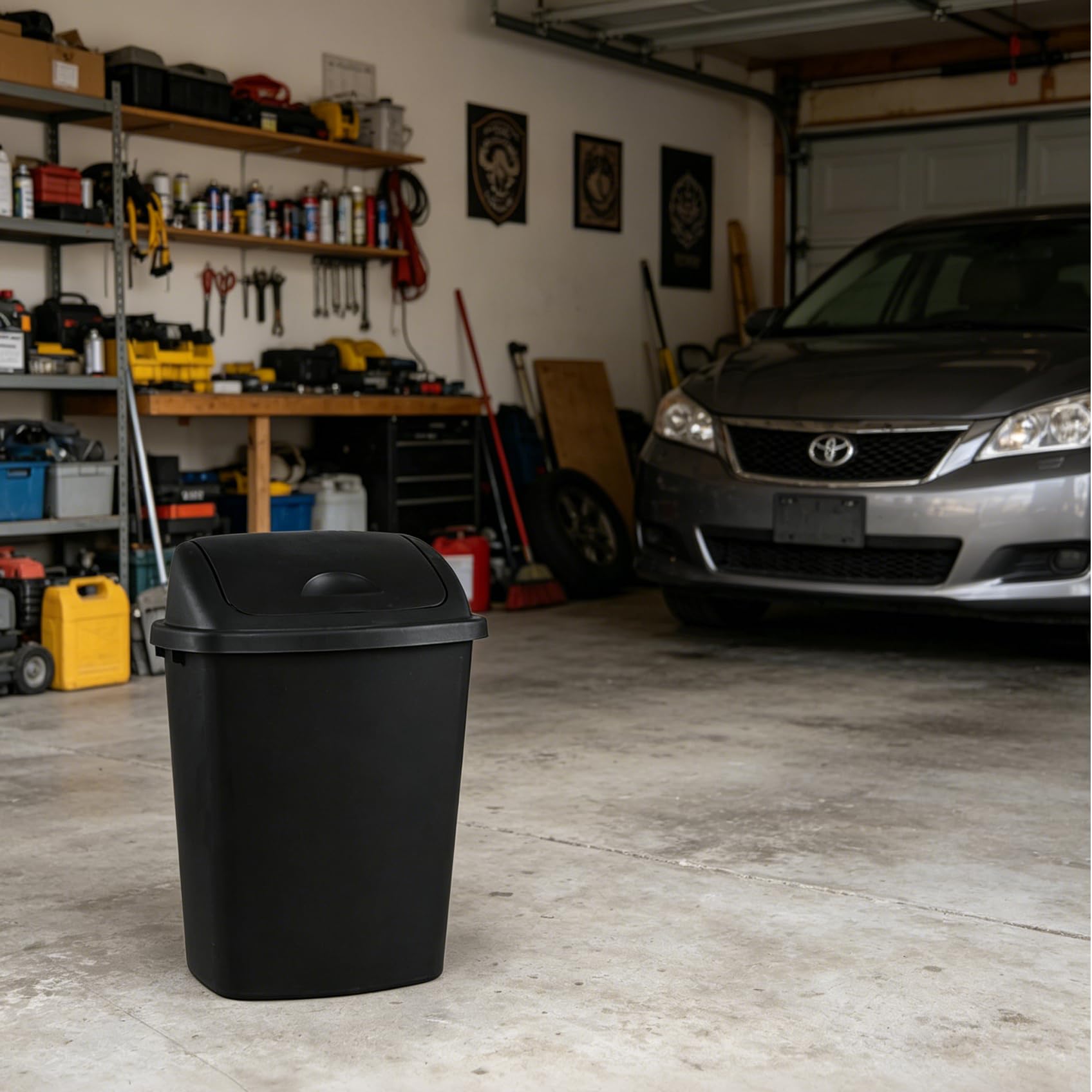 10 Gallon 4 Pack Plastic Swing Top Trash Cans (4 Count)