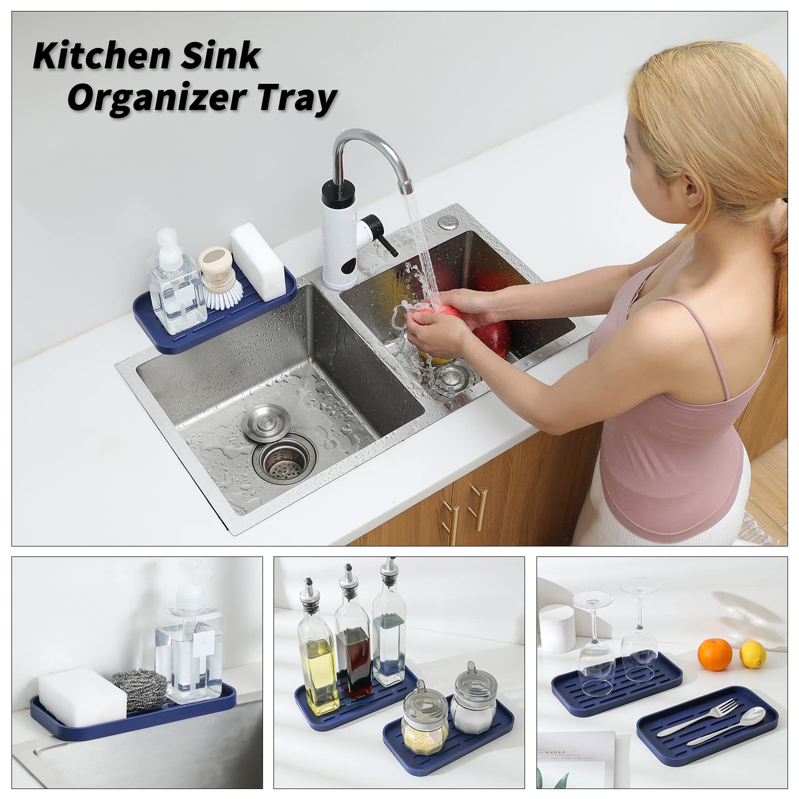 Silicone Kitchen Sink Organizer Tray for Multiple Usage