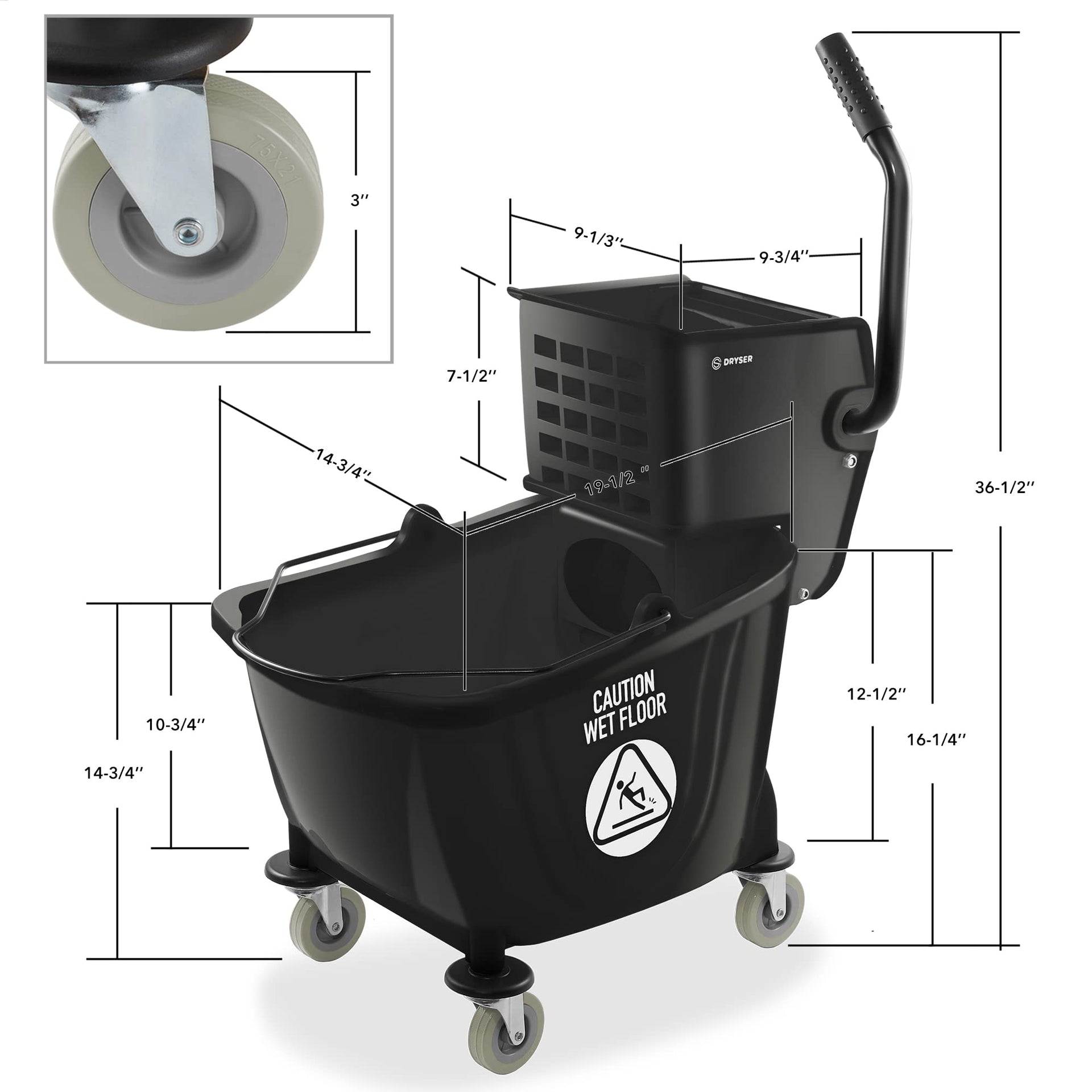 Commercial Side Press Wringer Combo Mop Bucket