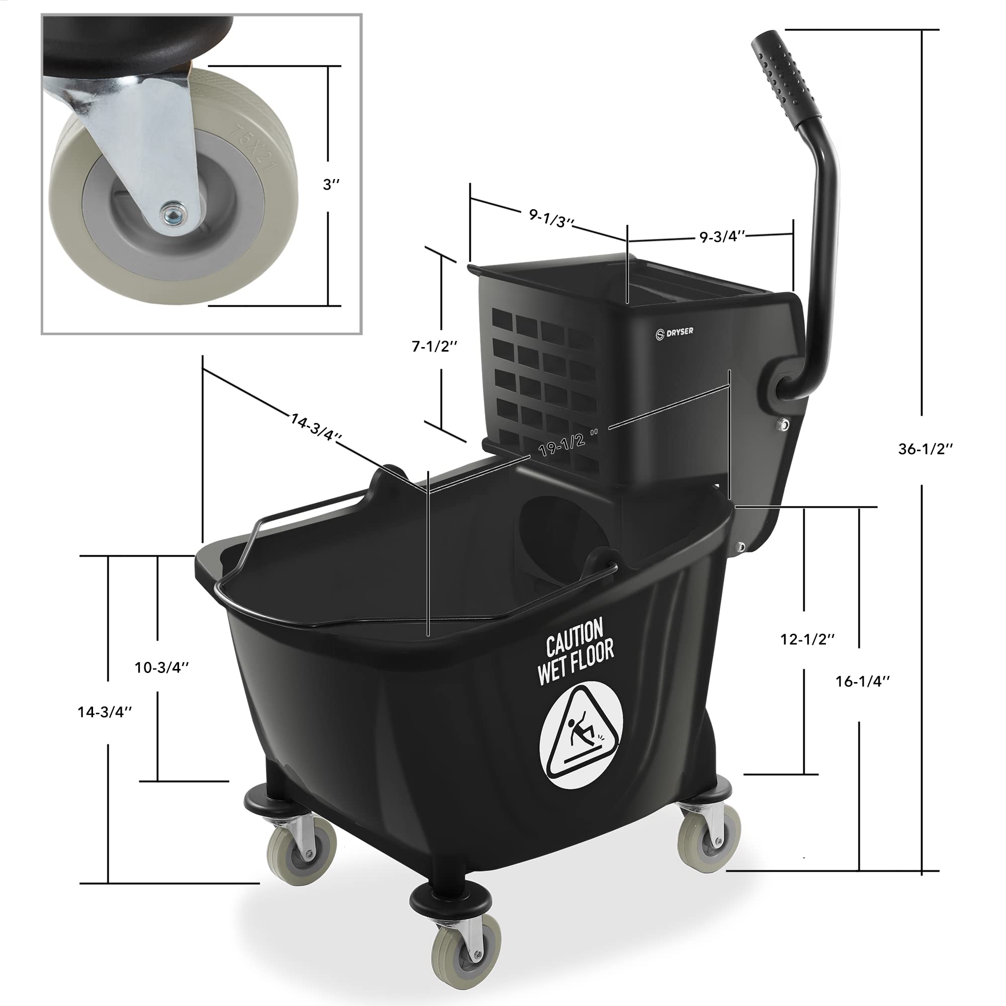 Commercial Side Press Wringer Combo Mop Bucket