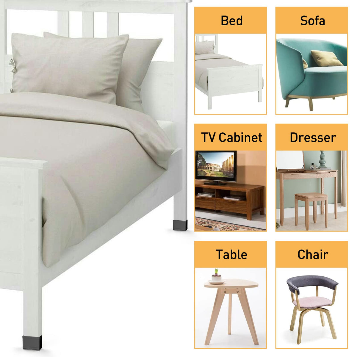 1" x 2" Rectangle Chair Leg Protectors for Hardwood Floors (16 Count)