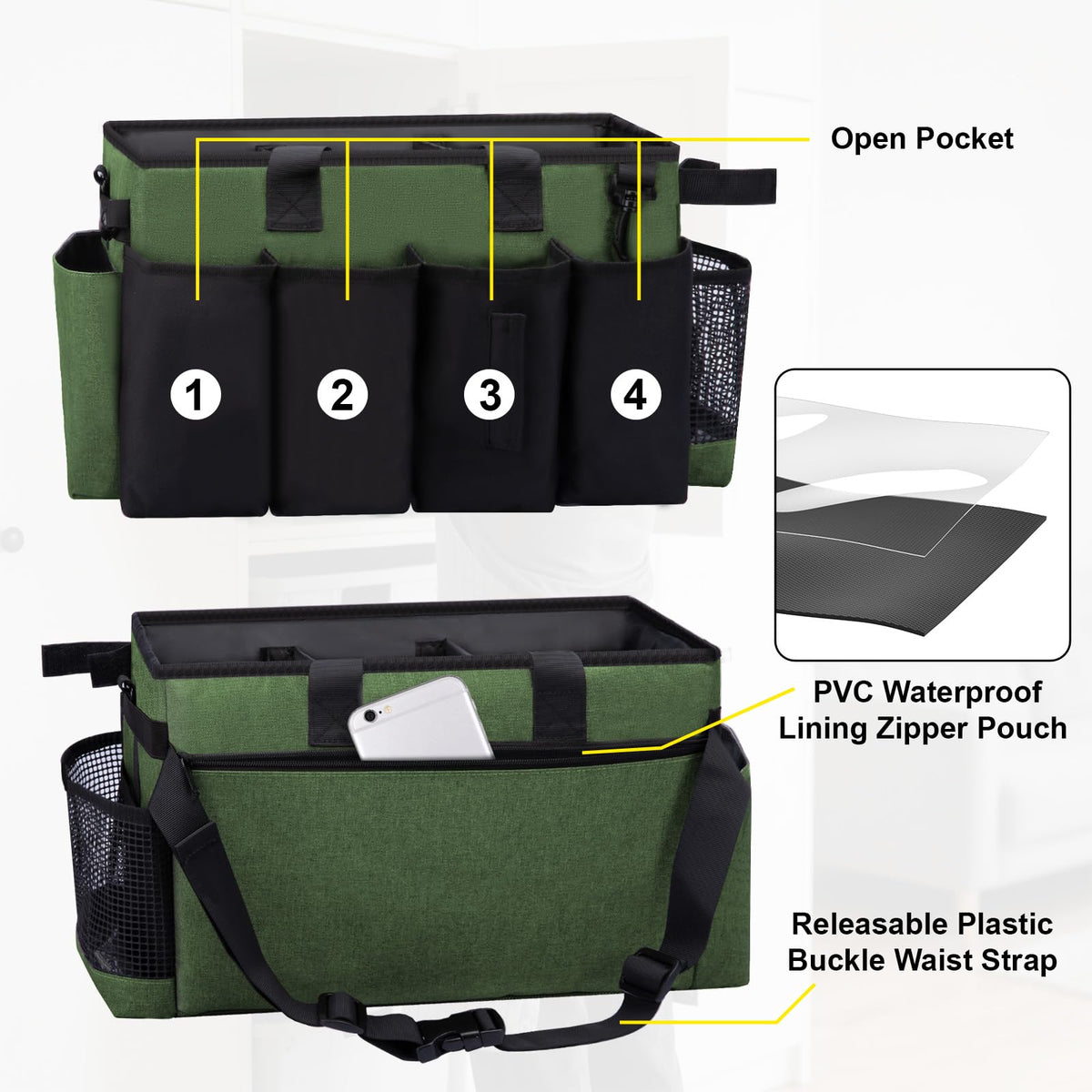 Wearable Large Cleaning Caddy Bag for Housekeepers