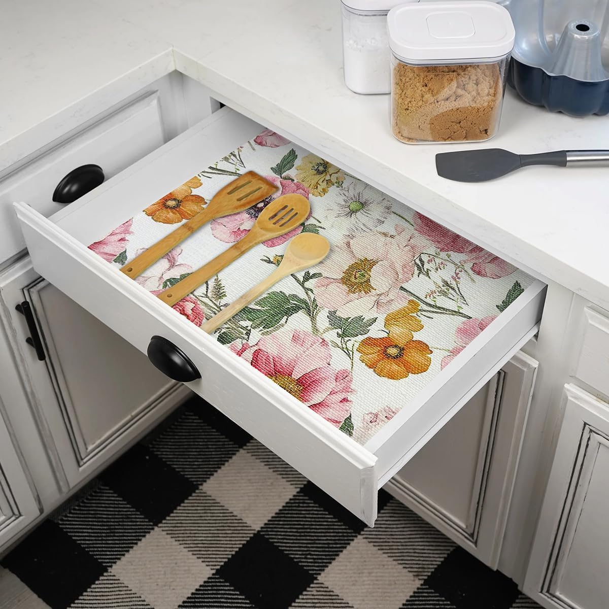 Floral Shelf Liner Pink Cabinet Liners for Shelves 15.7In x 10FT