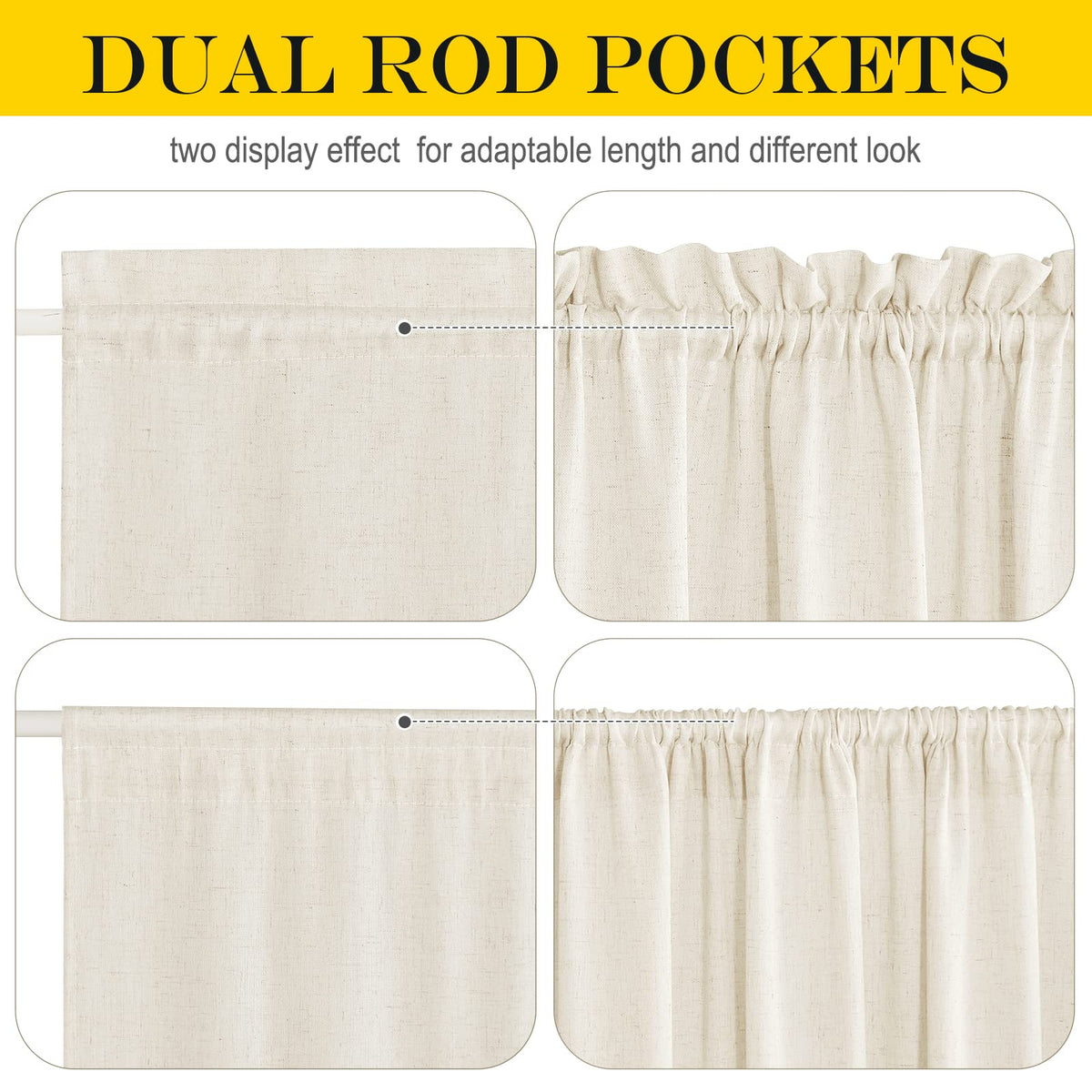 Natural Linen Door Curtains 72 inch Length 1 Panel