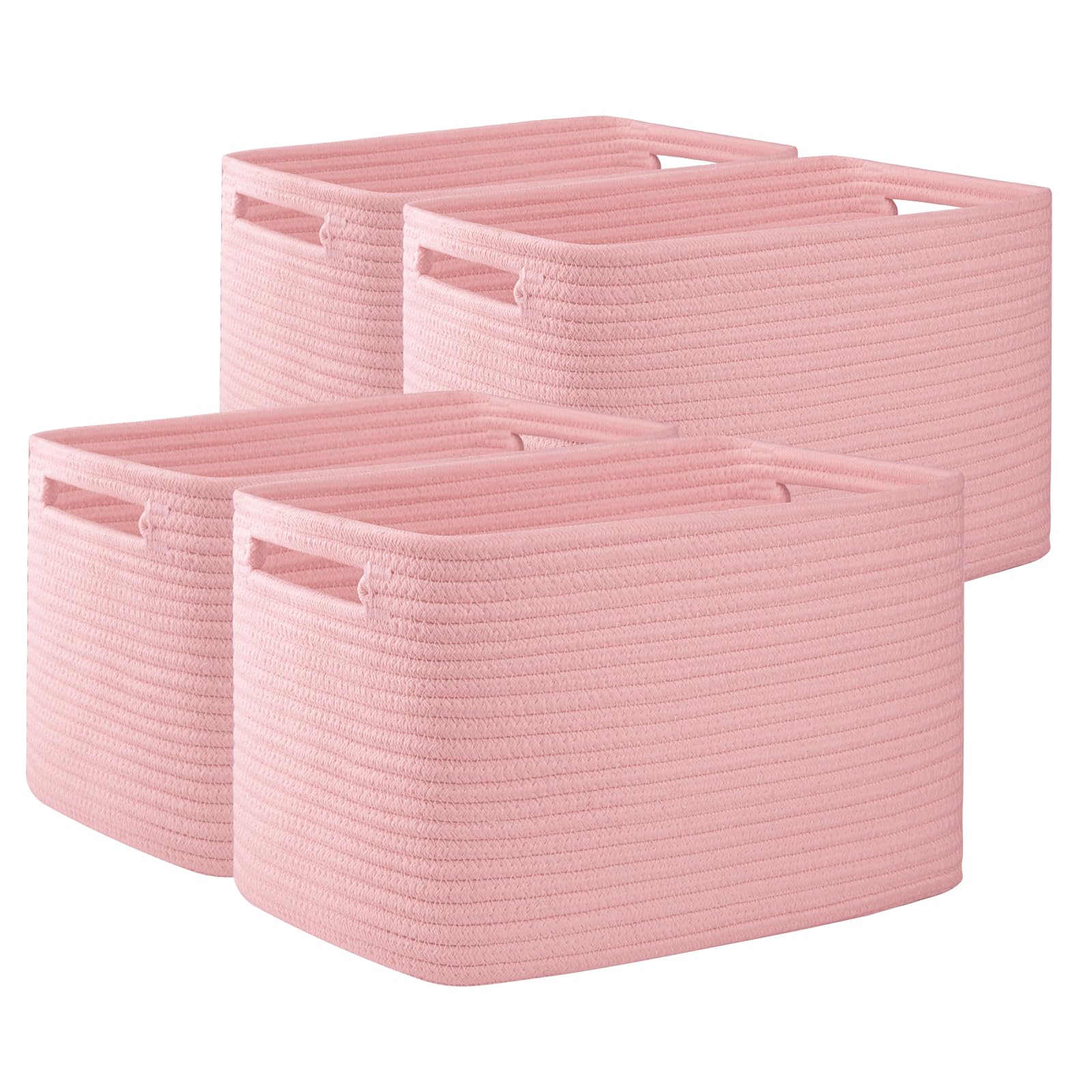 4 Pack Storage Baskets for Organizing 15L Cube Storage Bins Pink (4 Count)