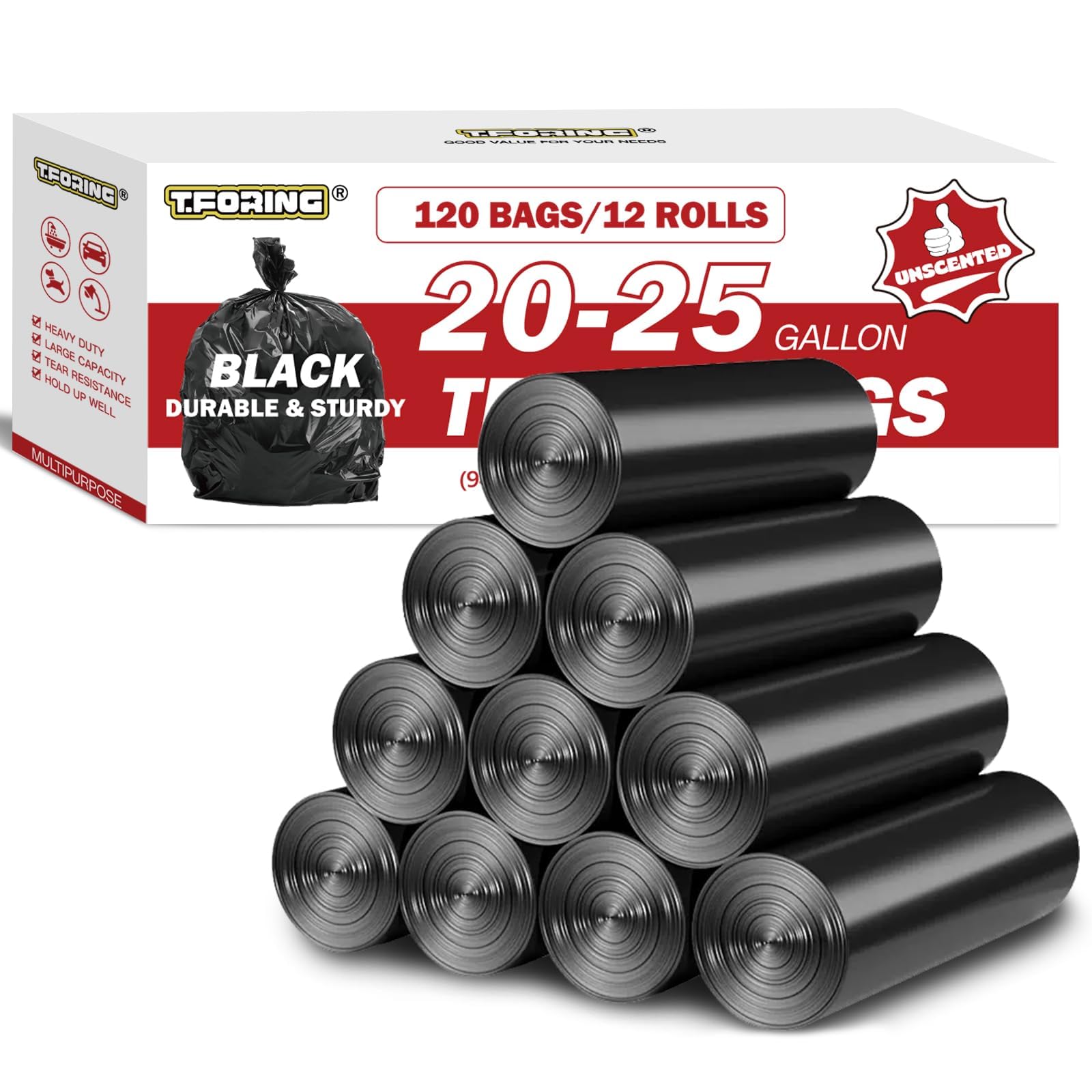 20 25 Gallon Trash Bags Unscented (120 Count)