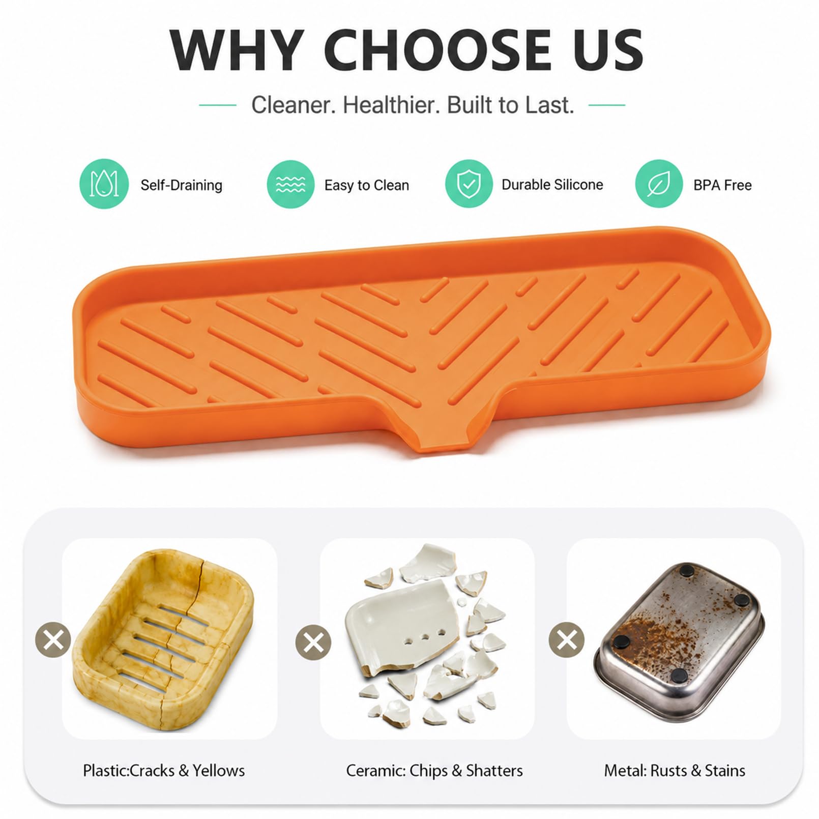 Silicone Soap Dish with Drain Spout