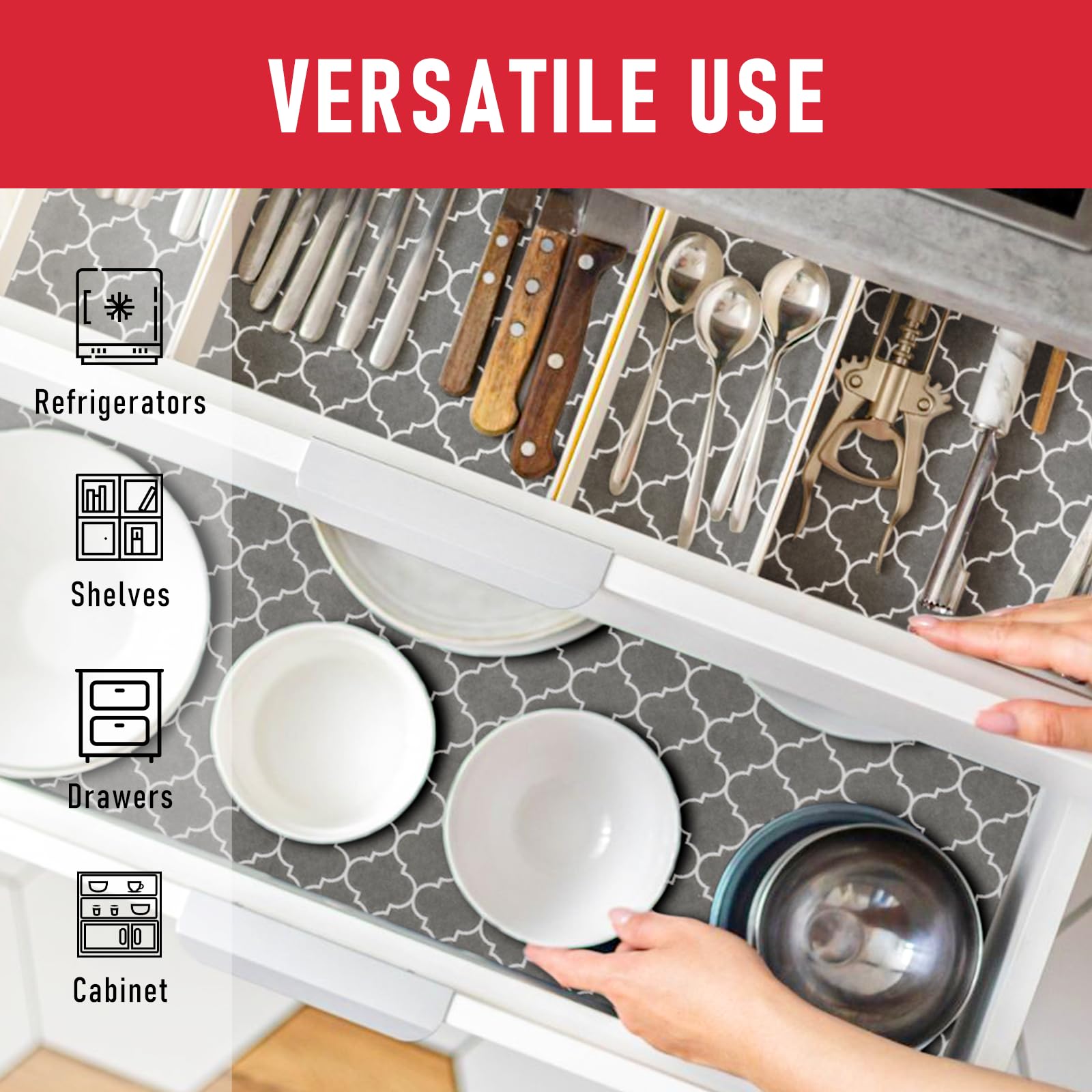 2 in 1 Refrigerator Liners & Fresh mats for Fridge Drawer and Glass Shelves (24 Sq Ft)