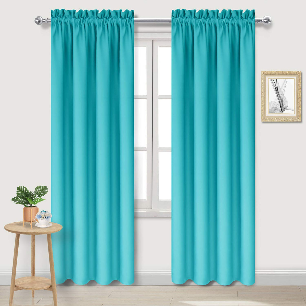 Blackout Curtains for Bedroom Living Room 38 x 84 Inch Long Turquoise (2 Count)