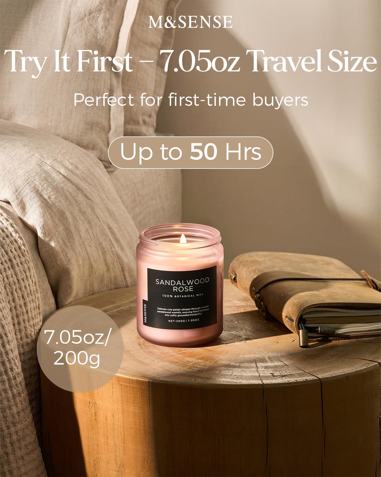 Sandalwood Rose Scented Candles for Home (7.05 Ounce)