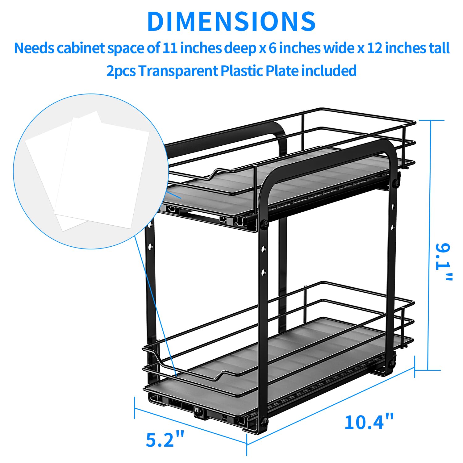 2 Tier Pull Out Spice Rack for Inside Cabinets