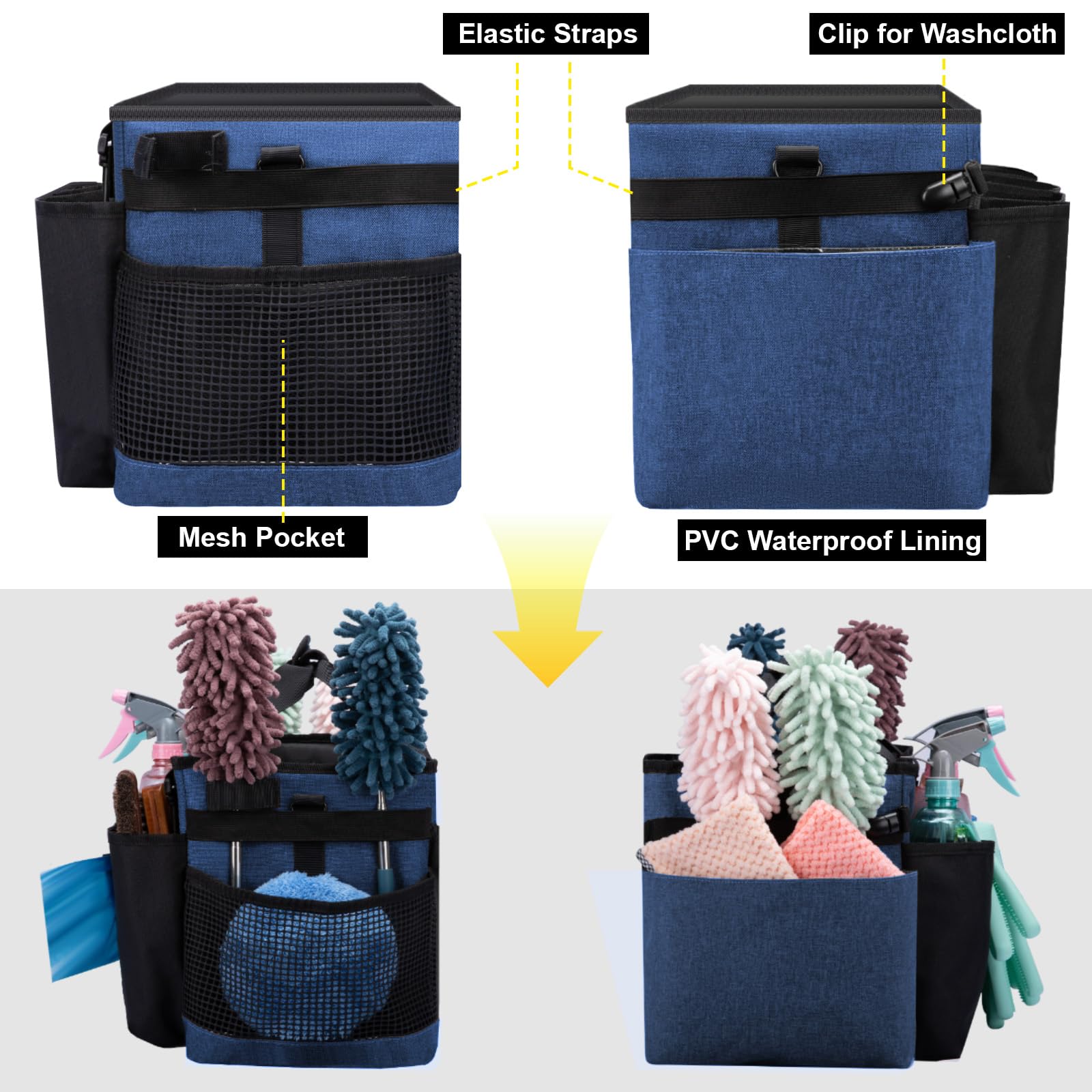 Wearable Large Cleaning Caddy Bag for Housekeepers