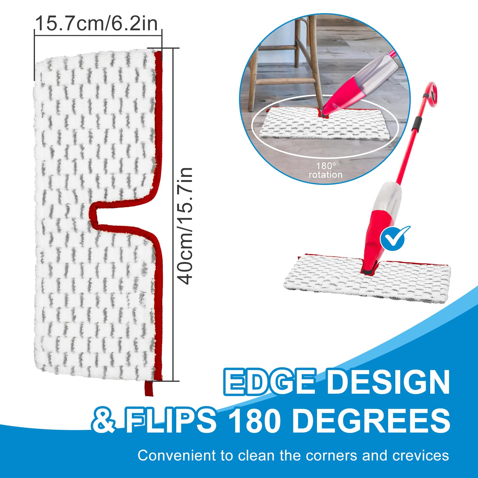 Microfiber Spray Mop Pads Compatible with Promist MAX Spray Mop (4 Count)