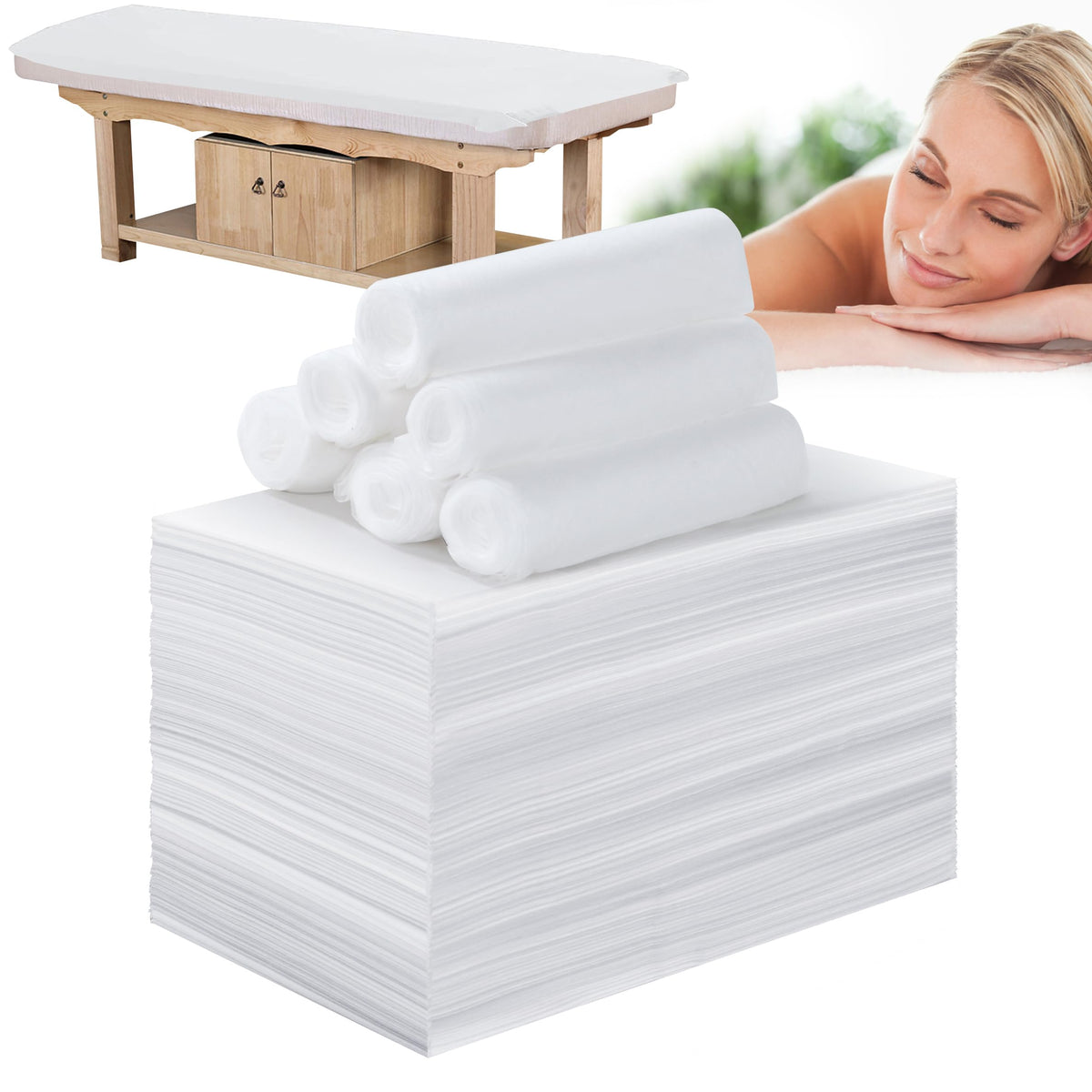 Disposable Bed Sheets for Massage Table 100 Pcs 31" x 71" Waterproof Massage Table Sheets Soft Non Woven Fabric SPA Massage Table Bed Cover Breathable for Beauty Tattoos Waxing Travel (100 Count)