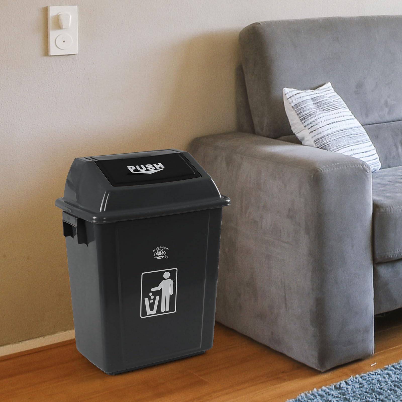 4 Pack Plastic Swing Lid Trash Can (4 Count)