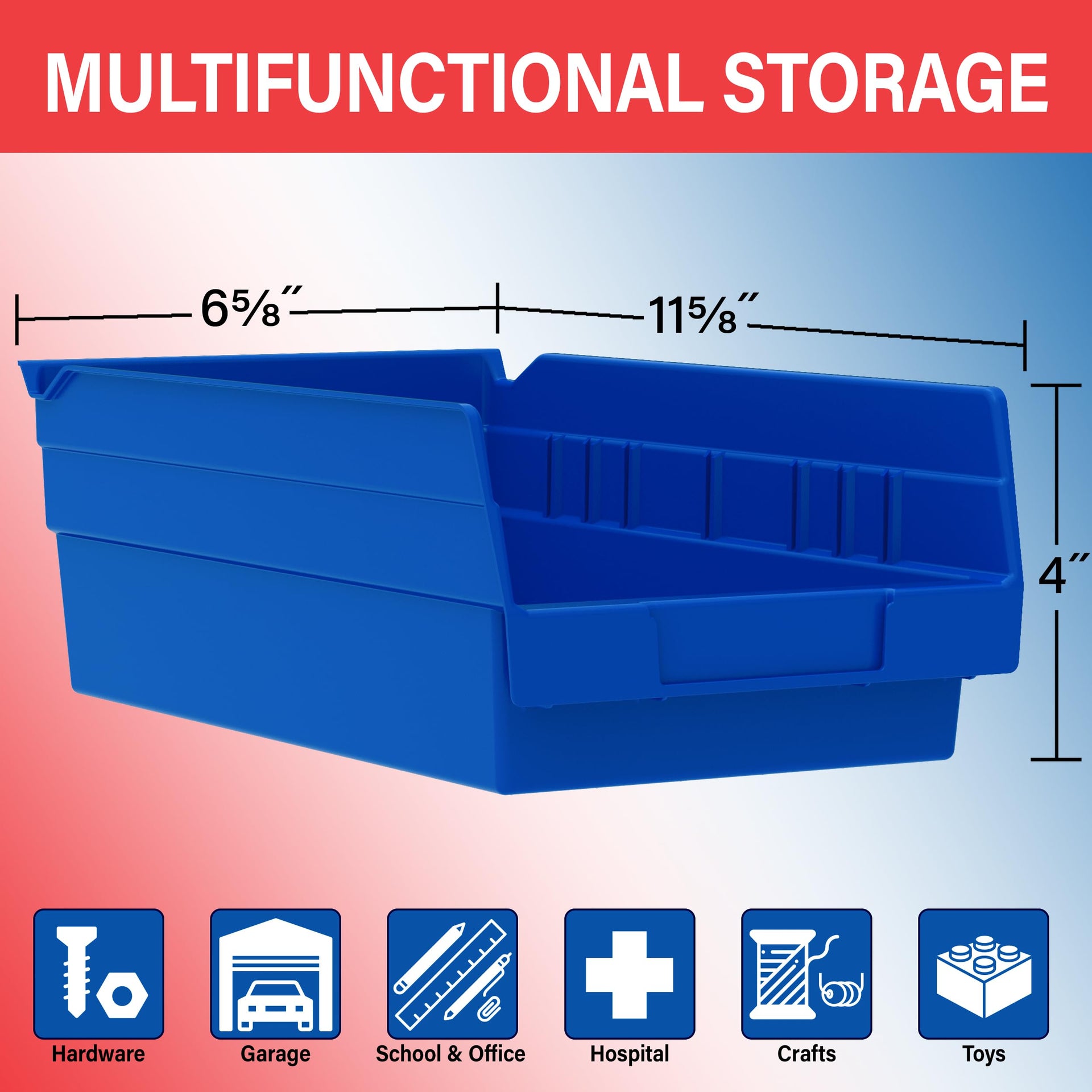 30130 Heavy Duty Plastic Shelf Bins (12 Count)