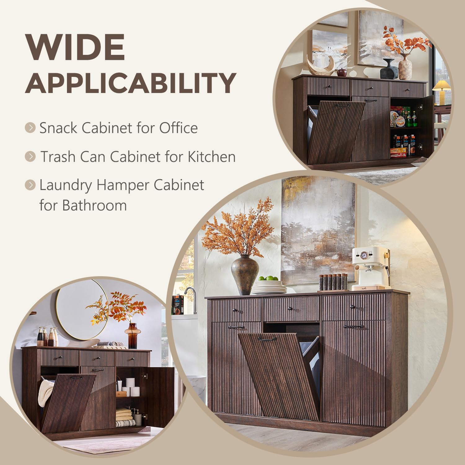 Triple Tilt Out Trash Can Cabinet