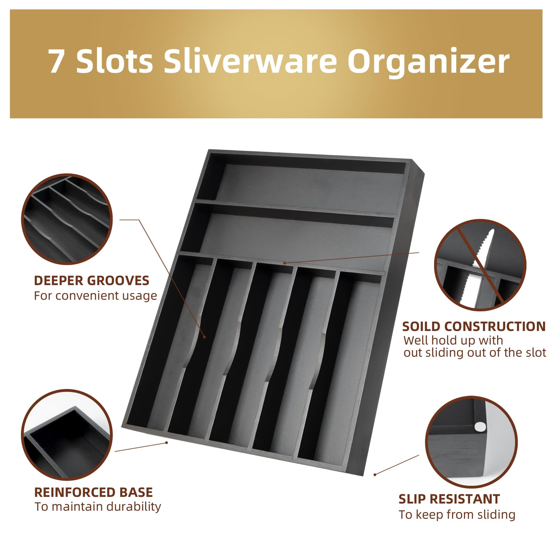Silverware Organizer Bamboo Kitchen Drawer Organizer Utensil Organizer Silverware Holder Cutlery Organizer in drawer Flatware Organizer Tray