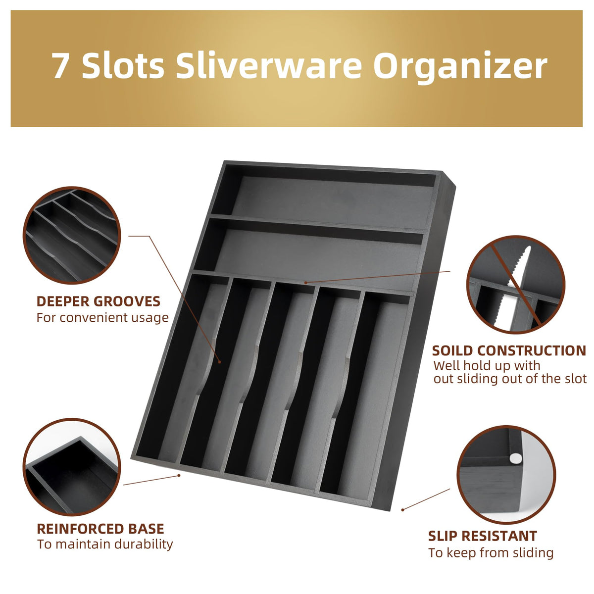 Silverware Organizer Kitchen Drawer Organizer Utensil Organizer Bamboo Silverware Holder Cutlery Organizer in Drawer Flatware Organizer Tray