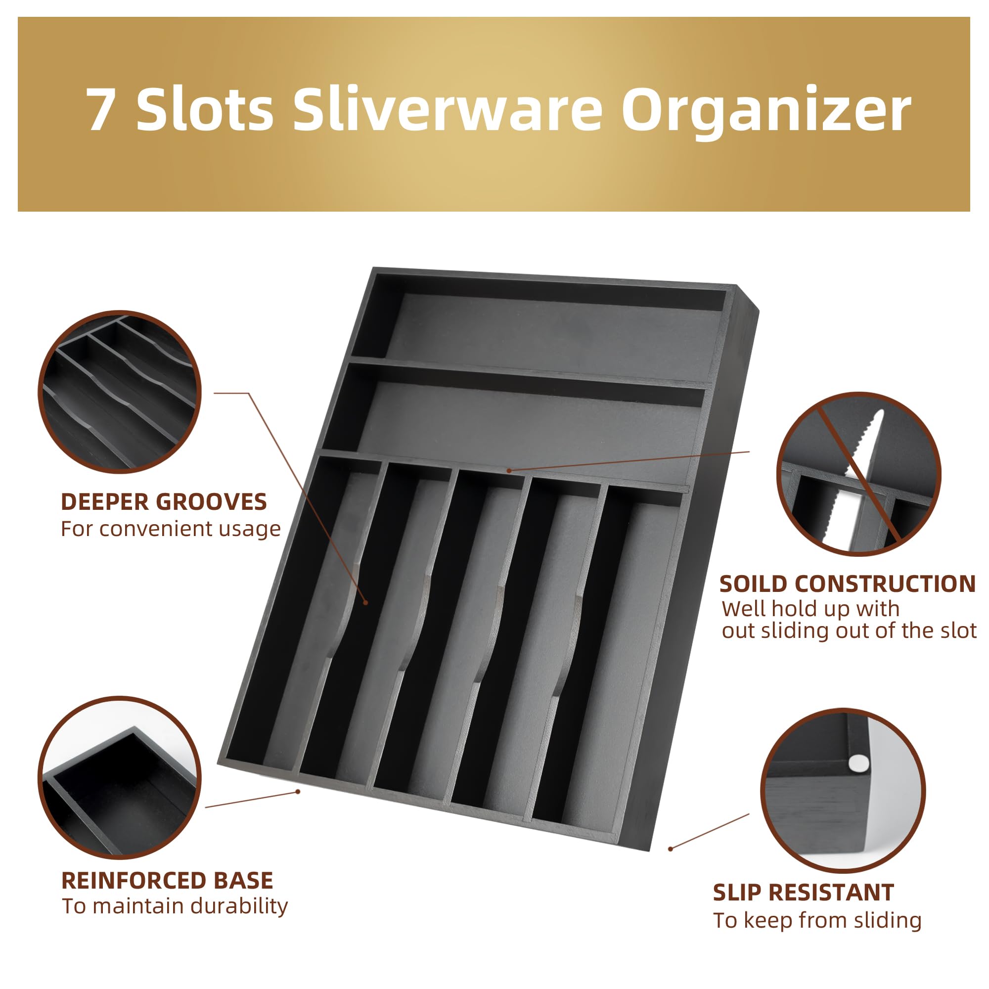 Silverware Organizer Kitchen Drawer Organizer Utensil Organizer Bamboo Silverware Holder Cutlery Organizer in Drawer Flatware Organizer Tray