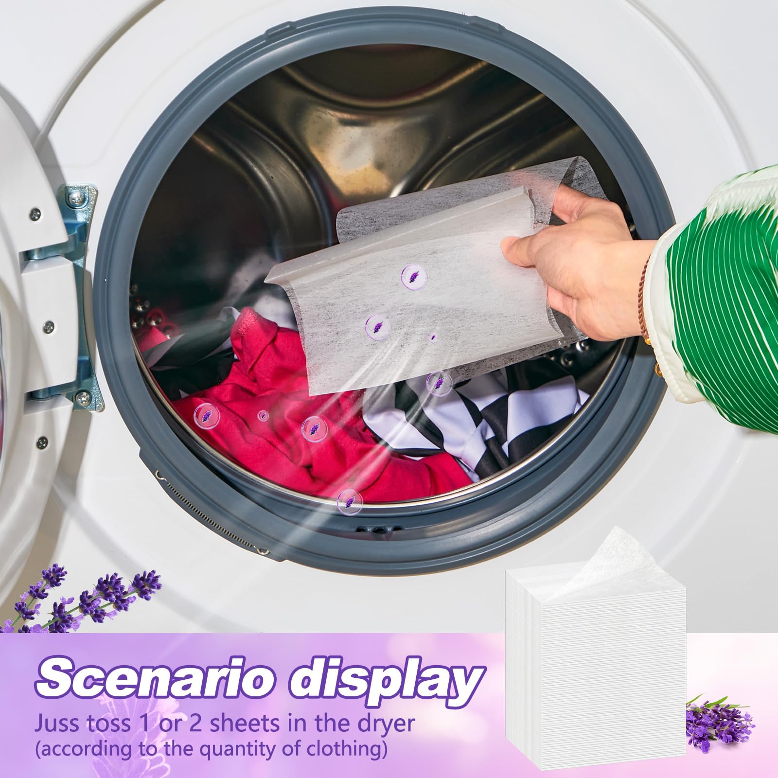 600 Count Dryer Sheets Bulk Fabric Softener Lavender Scent Dryer Sheets Naturally Softens and Removes Static Cling