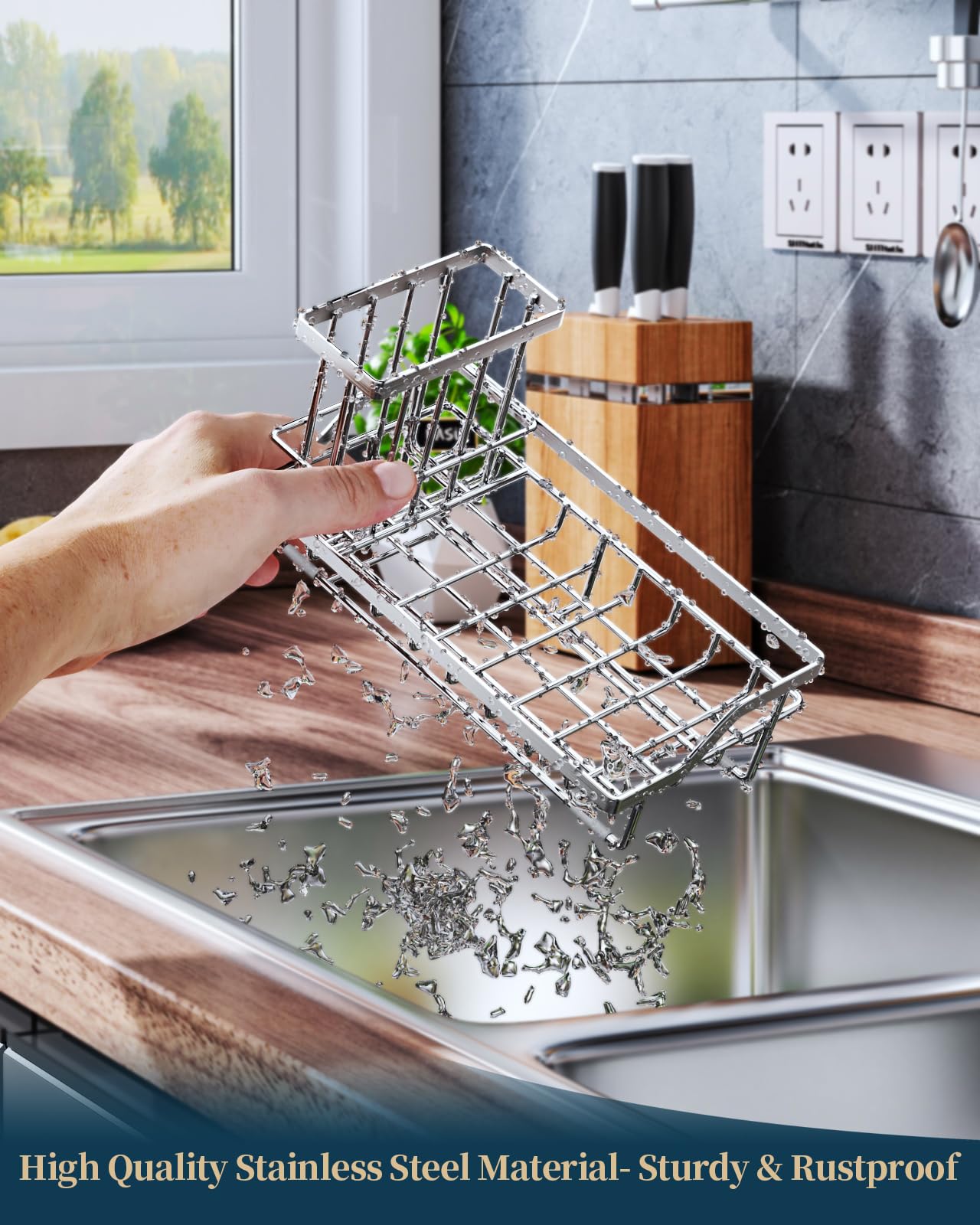 Sink Caddy Kitchen Sponge Holder with Dish Brush Holder